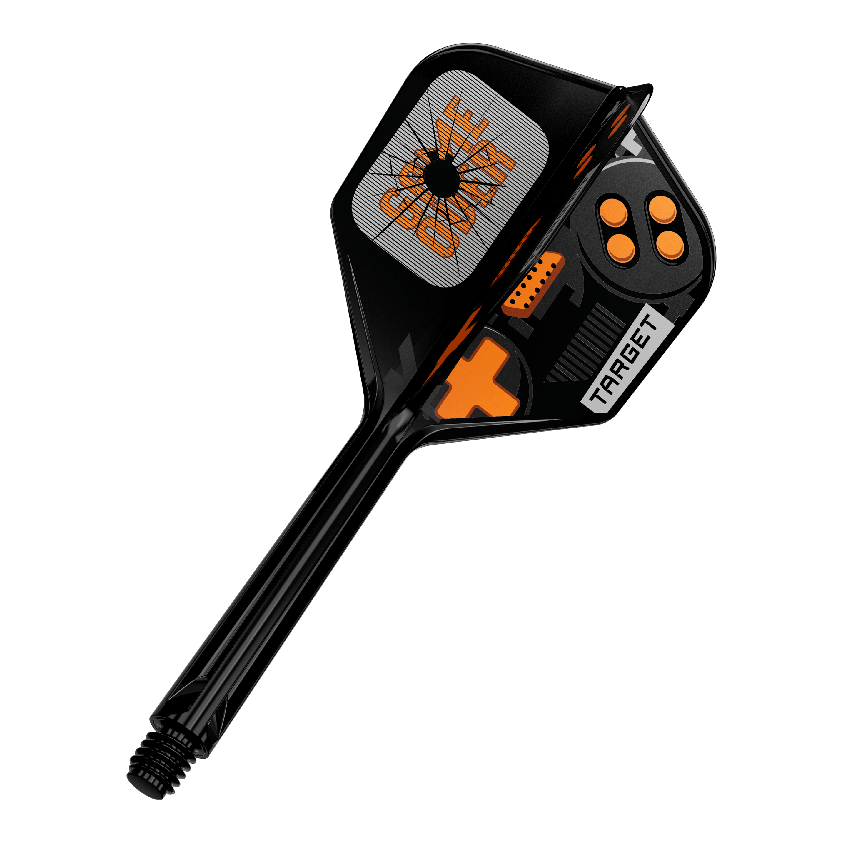 Target K-Flex Game Over No6 Vols Das Bild zeigt einen einzelnen Dart Flight. Es handelt sich um das Modell 410578 Target K-Flex GameOver No6 Flights 33mm.