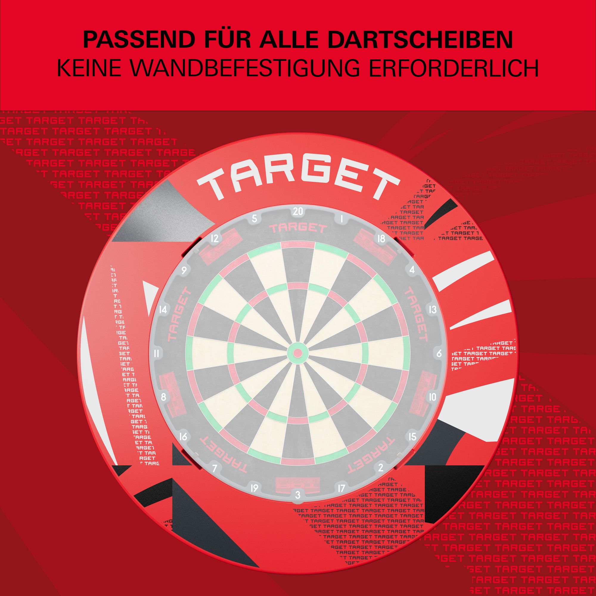 Obložení terče s vroubkovaným vzorem Abgebildet ist eine gemusterte rote Dartboard-Umrandung. Das Muster ist dezent und klar erkennbar.