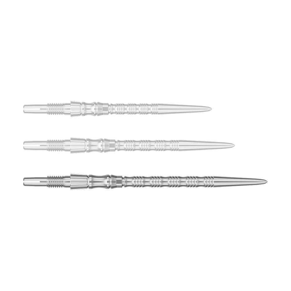 Target Signature Swiss Point TRB Steeldartspitzen - Silber Einzelne silberne Dartspitze mit einer Länge von 42 mm wird gezeigt. Dies ist die Target SwissPoint Signature TRB Dartspitze.