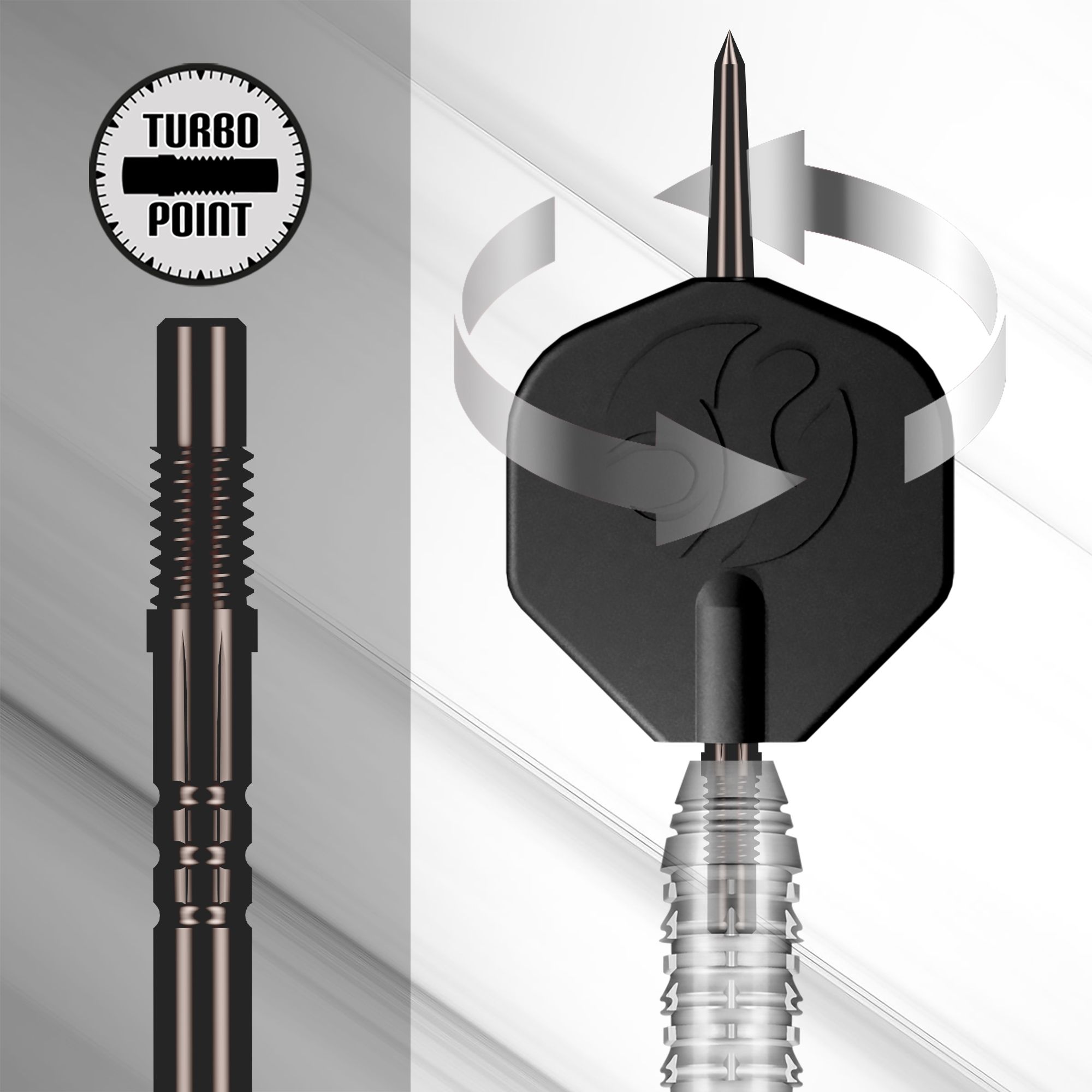 Shot Turbo Point Tool Das Foto zeigt das Shot Turbo Point Tool. Dieses Tool wird für den Wechsel und die Pflege von Dartspitzen verwendet.