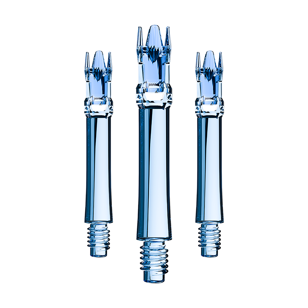L-Style L-System Ersatzshafts - Clear Blue Das Bild zeigt mehrere blaue transparente Ersatzshafts als Set. Die Shafts liegen in einer Reihe.
