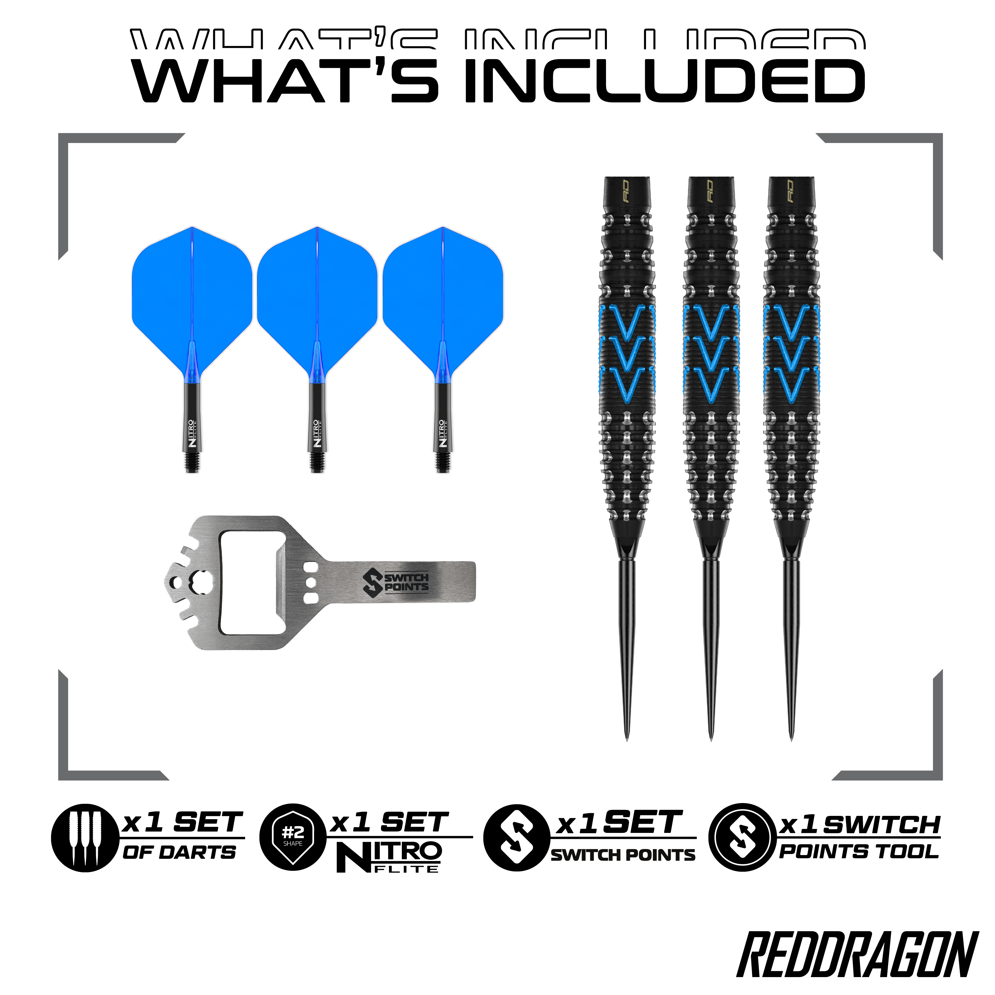 Auf dem Bild ist Red Dragon AMP Torpedo Switch Point Steeldarts zu sehen. Diese Darts bieten eine innovative Switch Point Funktion.