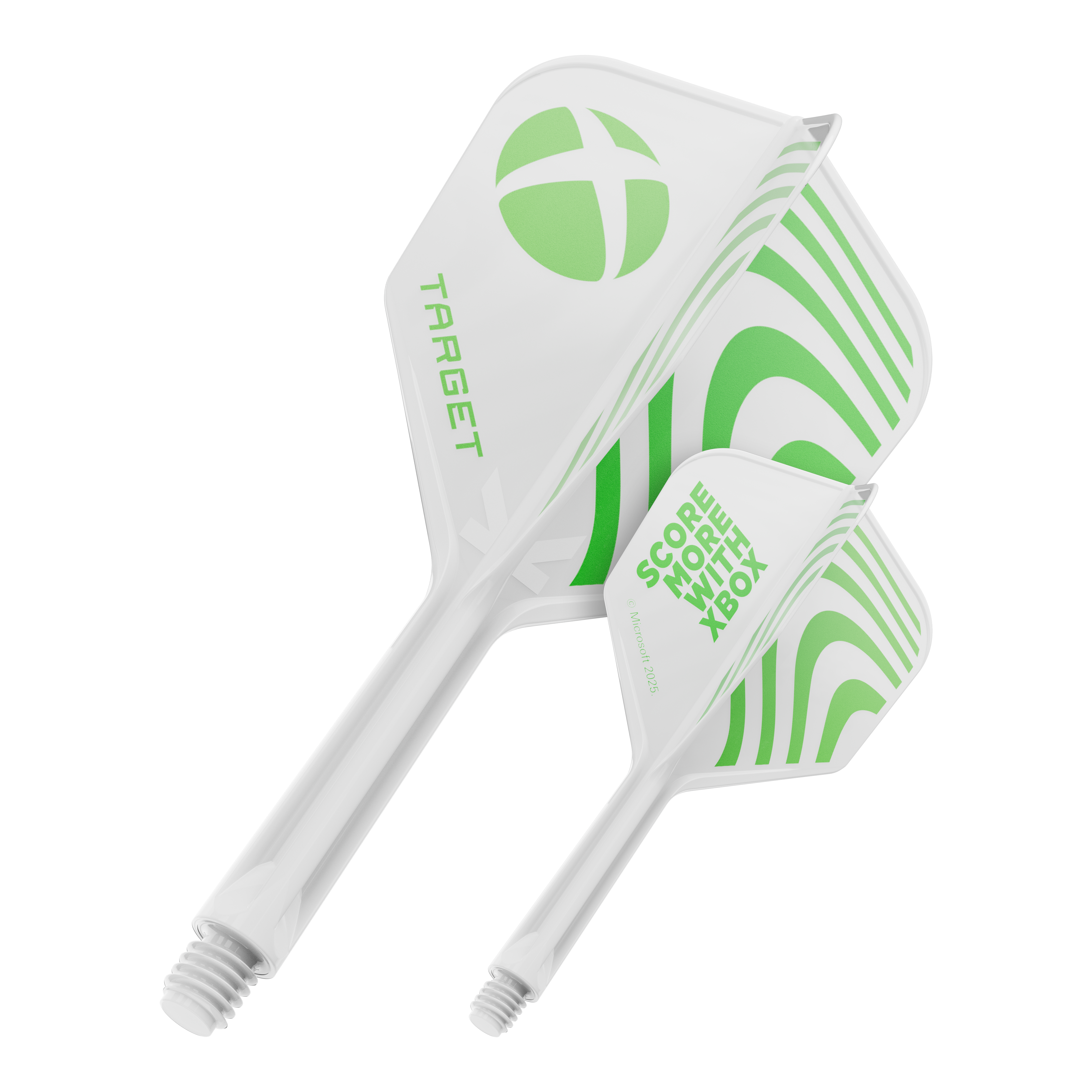 Target Xbox K-Flex No6 Flights - White Hier ist wahrscheinlich ein Target Xbox KFlex No6 Flights in der Größe 26mm abgebildet. Die Darstellung zeigt ein einzelnes Dart-Flight-Zubehörteil.