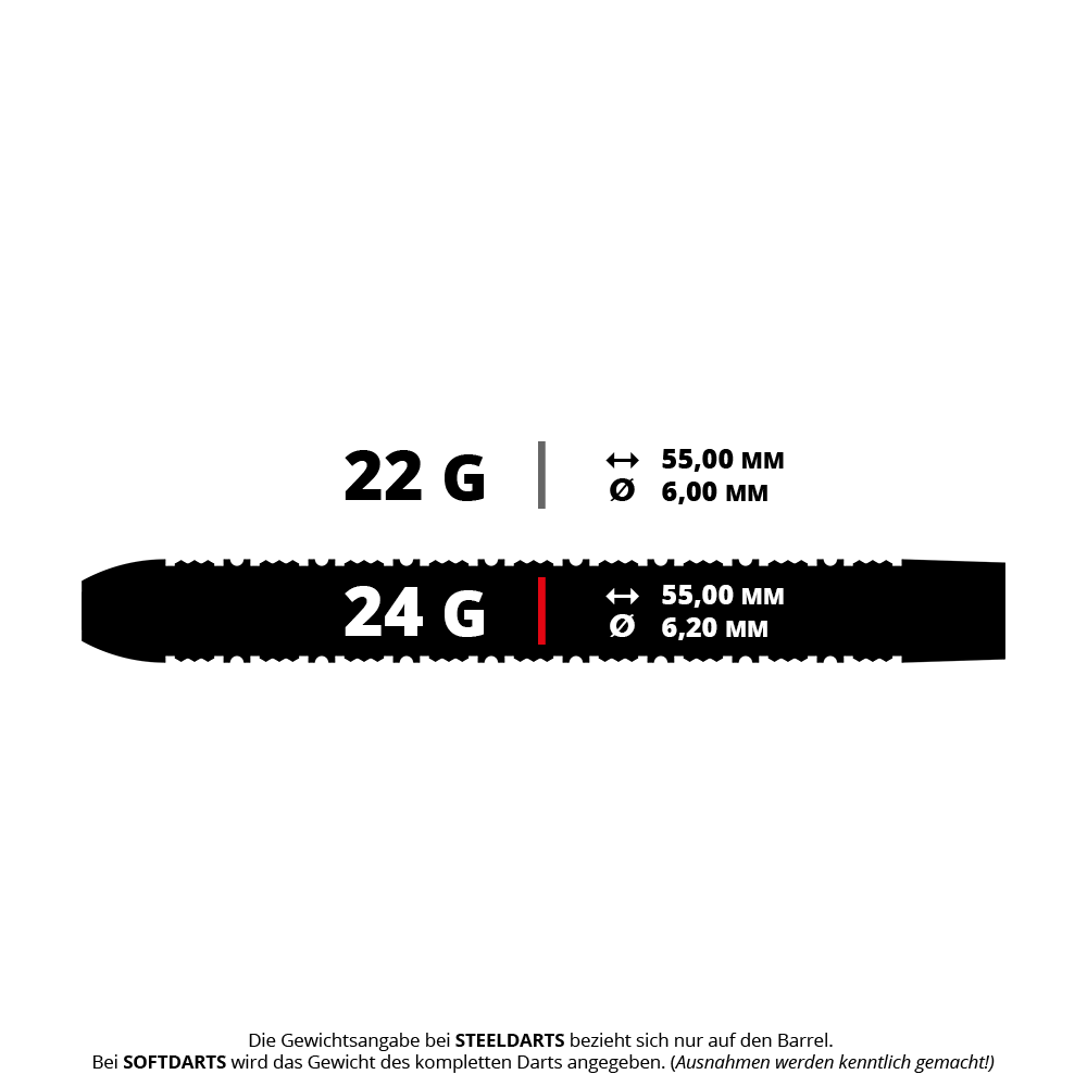 Mission Kinsuji Steeldarts Das Bild zeigt ein Set Steeldarts namens M002154 Mission Kinsuji, 24 Gramm. Die Darts sind für das Dartspiel geeignet.