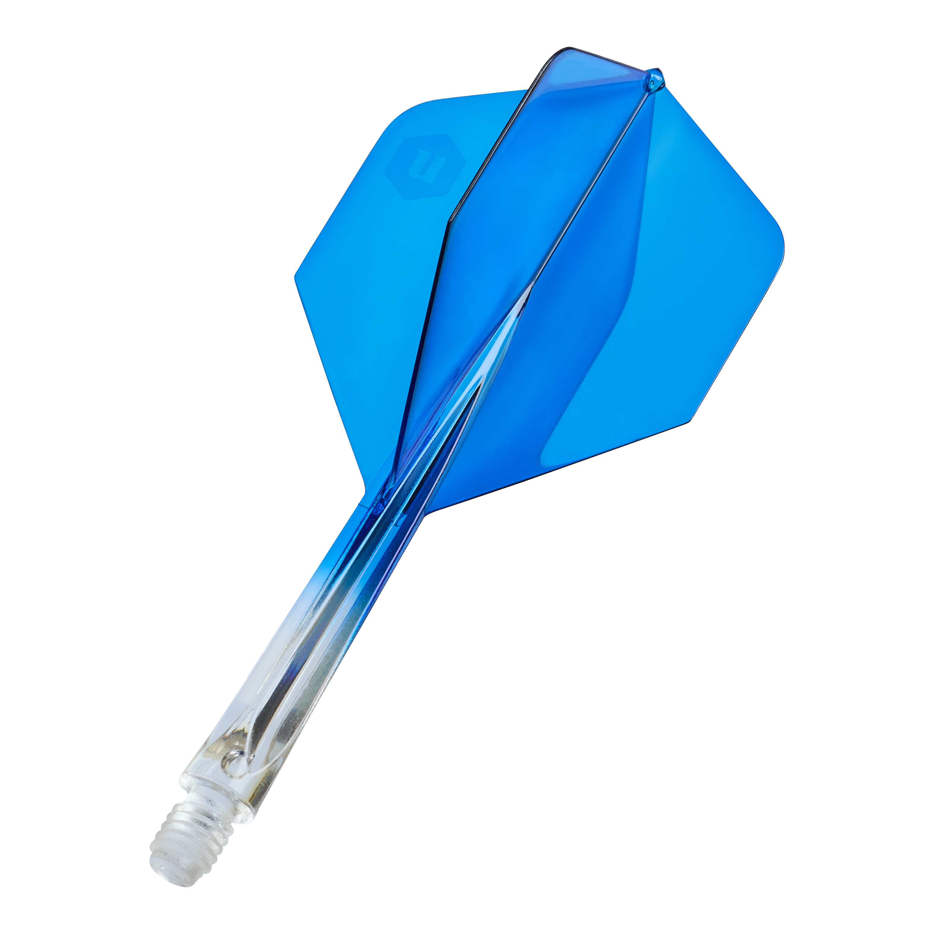 Unicorn Forge Dwukolorowe No2 Standardowe Lotki - Przezroczysty Niebieski - Średni Unicorn Forge Two Tone No2 Standard Flights in Klar Blau, Medium, sind zu sehen. Es sind Ersatz-Flights für Dartpfeile.