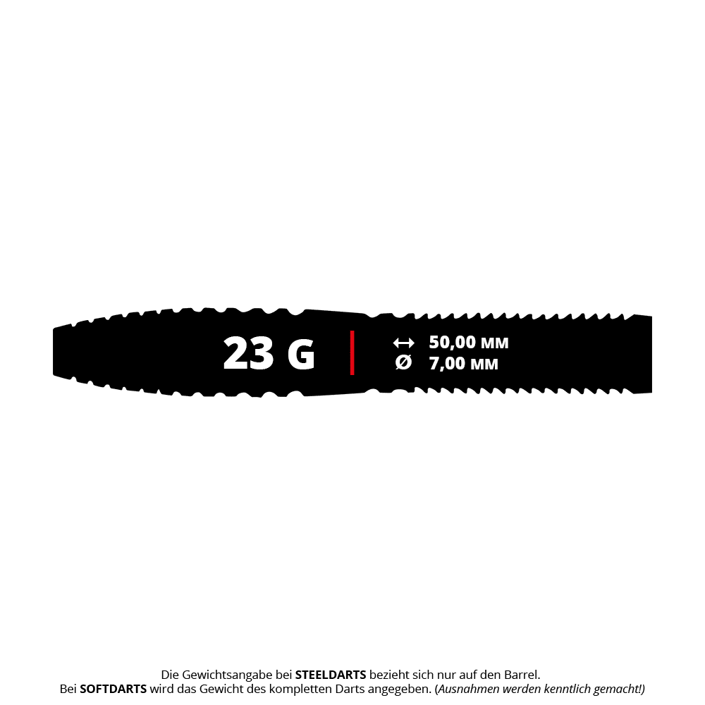 Unicorn Scale Suljovic The Gentle Steeldarts - 23g Das Bild zeigt die Unicorn Mensur Suljovic The Gentle Steeldarts mit einem Gewicht von 23g. Diese Darts sind nach dem Profi Mensur Suljovic benannt.