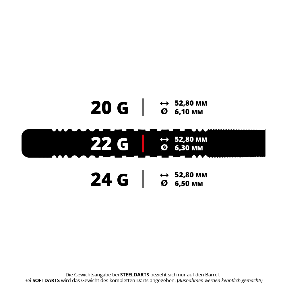 Ocelové šipky Unicorn Wraith James Wade Das ist ein Bild von Unicorn Wriath James Wade Steeldarts in der 22g Variante. Die Dartpfeile sind detailliert dargestellt.