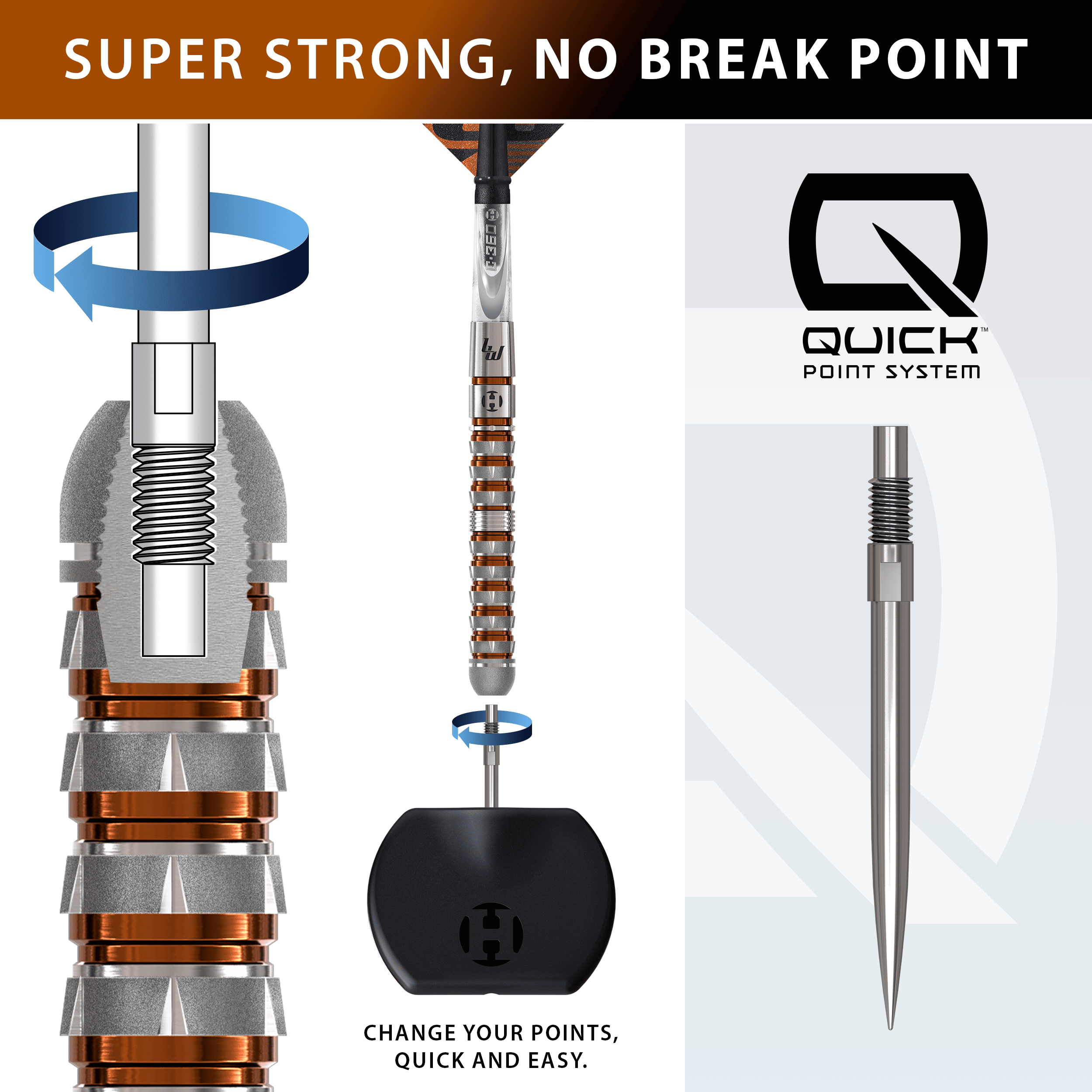 Dardos de acero Harrow Luke Woodhouse Serie 3 Quick Point Harrows Luke Woodhouse Series 3 Quick Point Steeldarts ist hier abgebildet. Diese Steeldarts sind für präzises Spiel entwickelt.