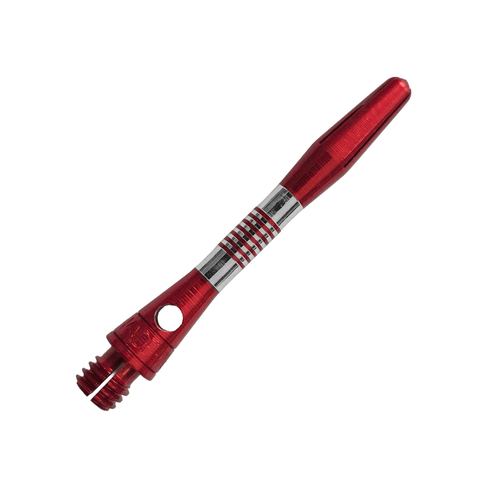 Bulls NL Cetra Aluminium Shafts - Rot Gezeigt werden rote BullsNL Cetra Aluminium Shafts mit einer Länge von 34 mm. Das Produkt ist für das Dartspiel gedacht.