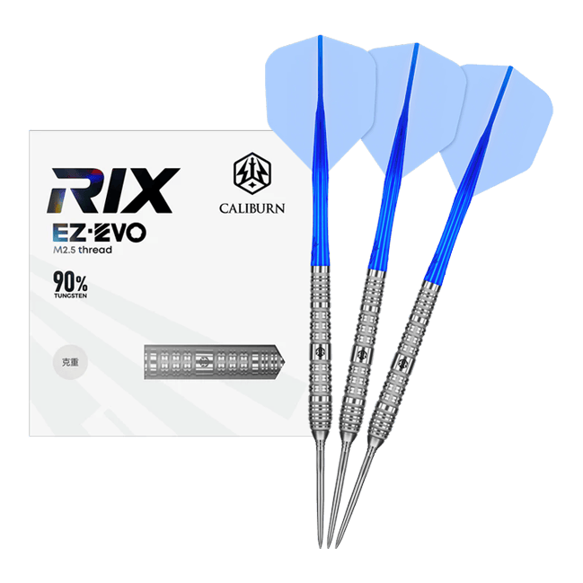 Ocelové šipky Caliburn Rix EZ-EVO R4 Das Foto zeigt die Caliburn Rix EZ-EVO R4 Steeldarts in voller Ansicht. Die Darts sind modern gestaltet und für professionelle Spieler geeignet.