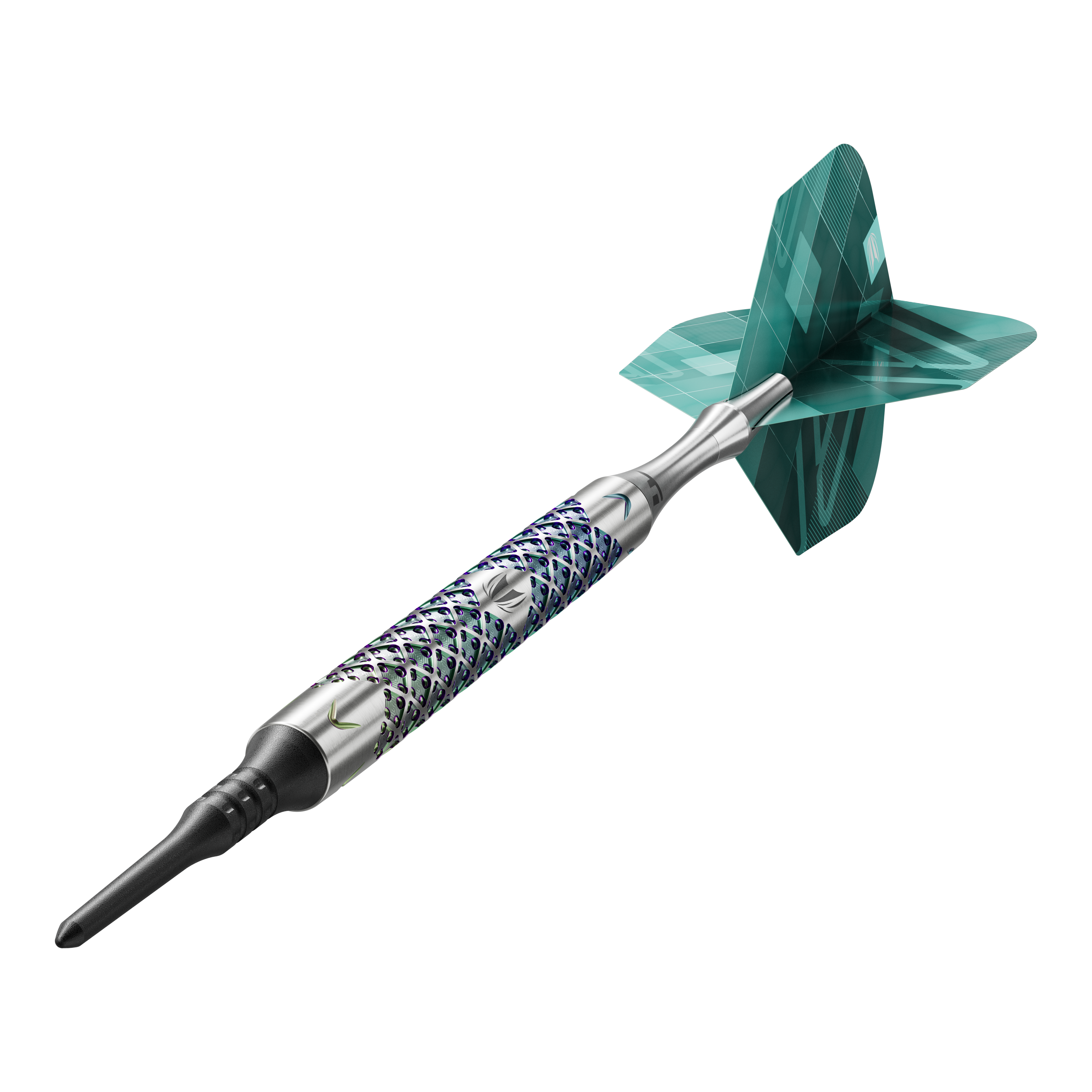 Target Rove 10 měkkých šipek Target Rove 10 Softdarts sind als komplette Darts abgebildet. Die Form ist klassisch.