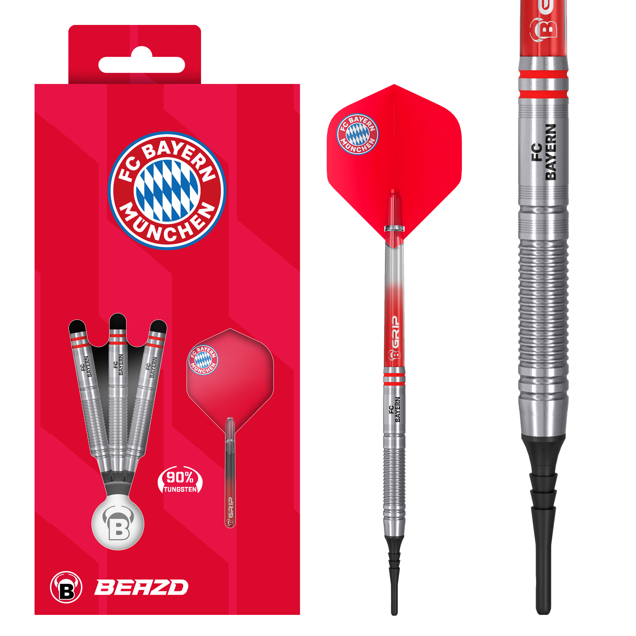 Beazd FC Bayern Munich Fléchettes souples en tungstène - 18 g Beazd FC Bayern Munich Fléchettes souples en tungstène - 18 g