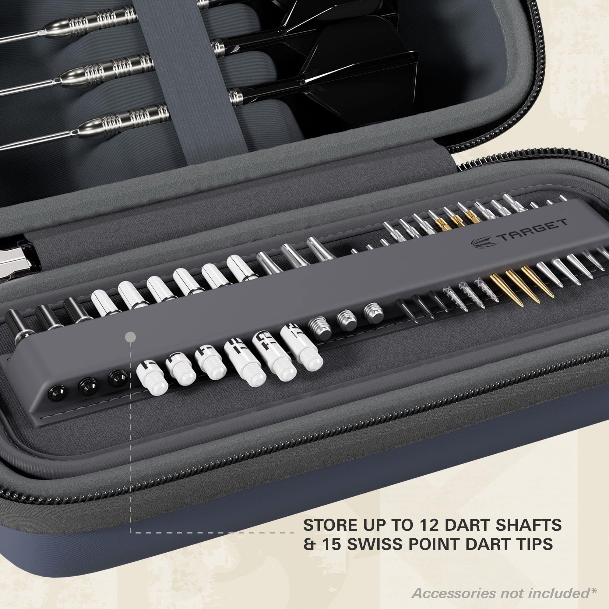 Target BOA Dartcase Das Bild zeigt ein Target BOA Dartcase in den Farben Navy und Dunkelgrau. Es ist eine praktische Tasche für Dartspieler.