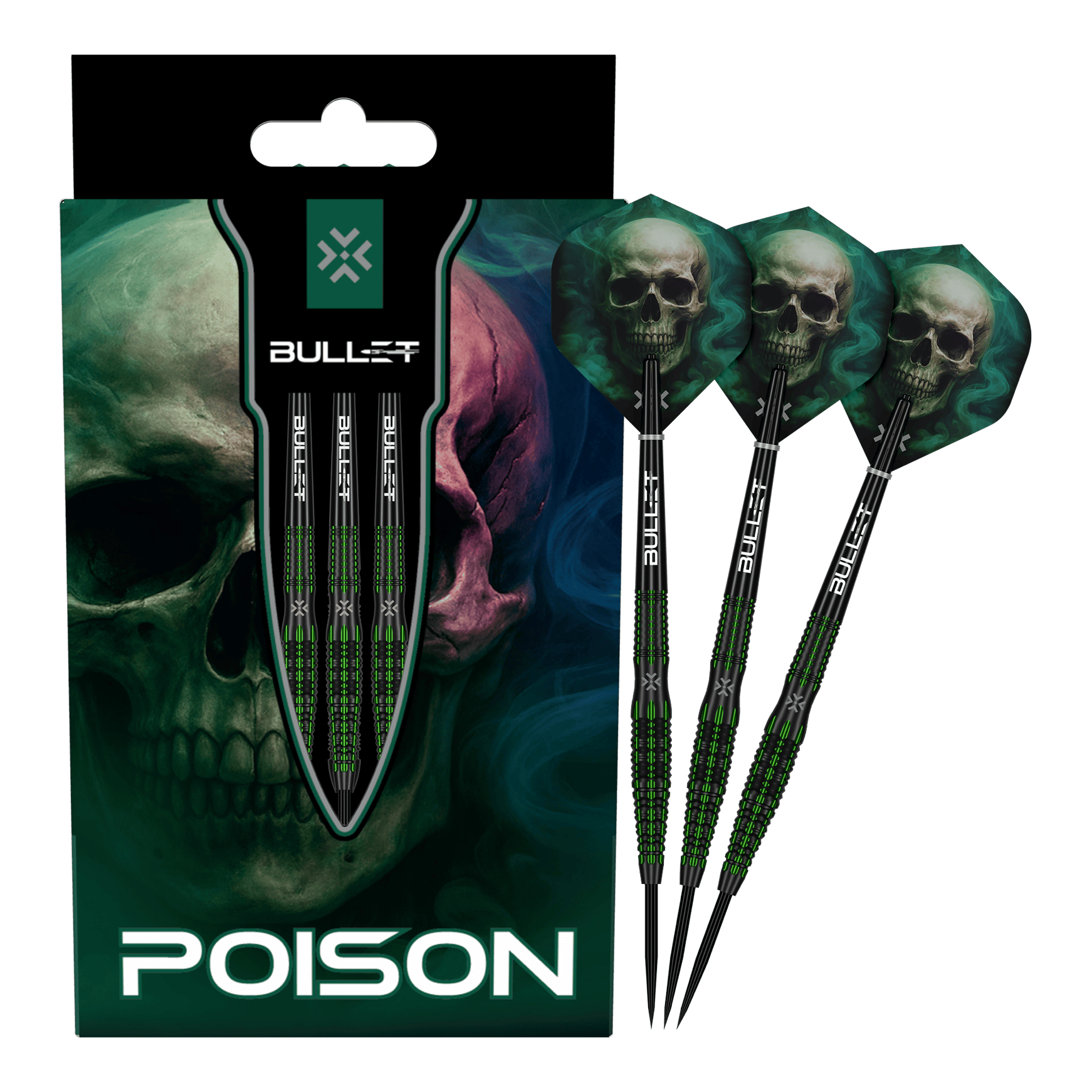 Bullet Poison Steeldarts Hier sind die Bullet Poison Steeldarts vollständig abgebildet. Die einzigartigen Steeldarts eignen sich für Dart-Enthusiasten.