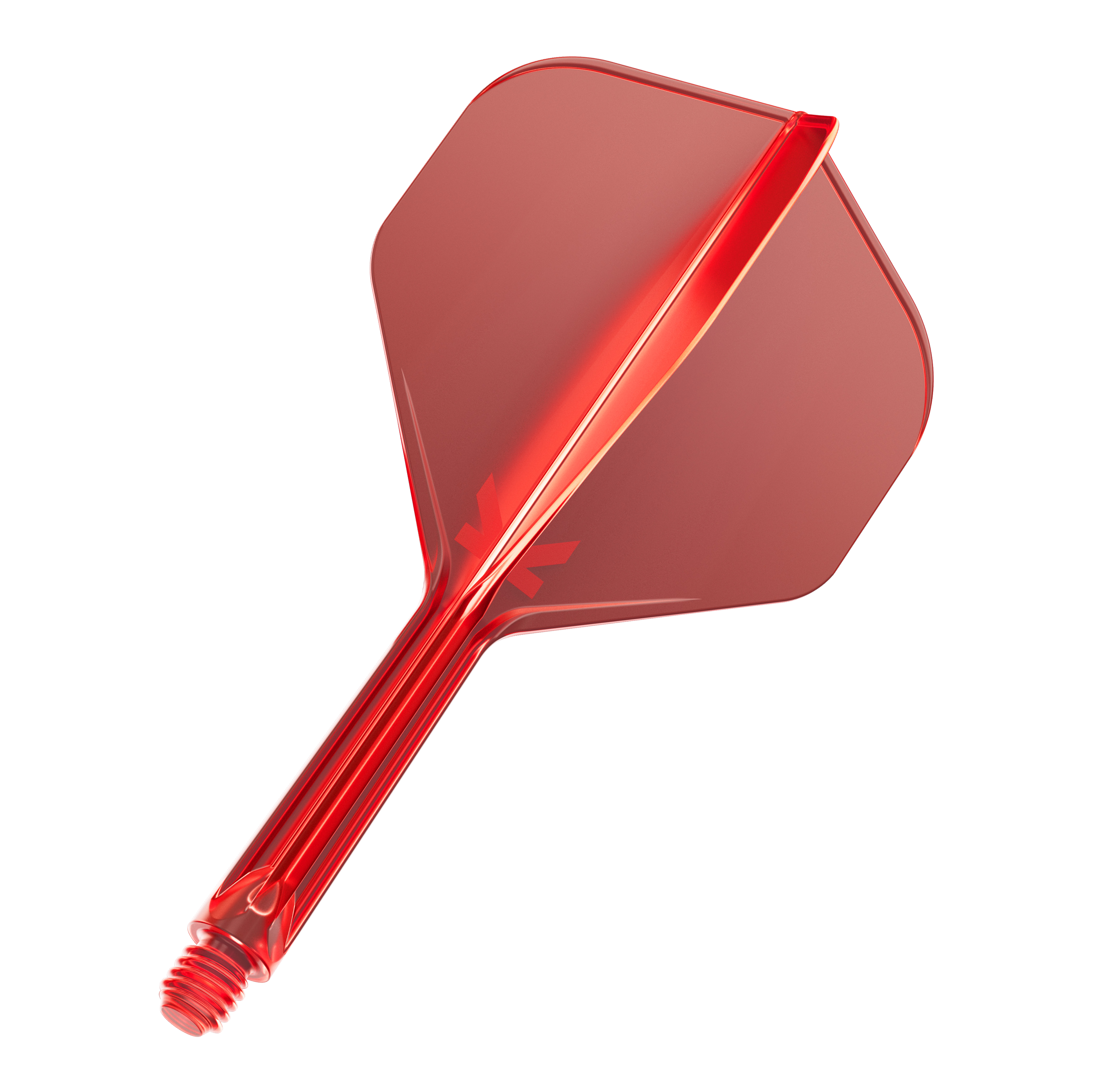Target K-Flex No2 Standard Flight-System - Rot Dies ist ein rotes Dartflight mit einem integrierten Schaft. Das Material sieht durchsichtig und stabil aus.