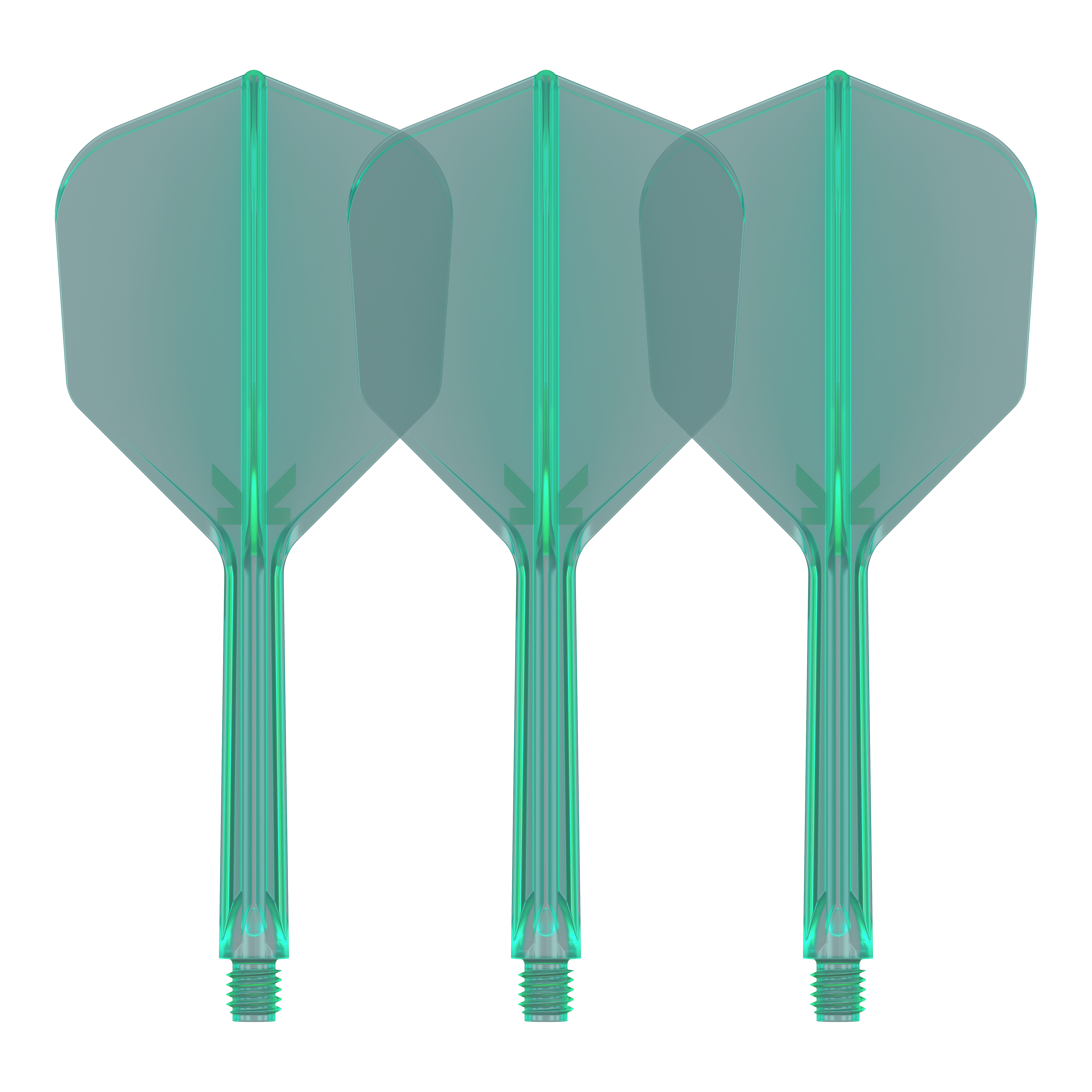 Letový systém Target K-Flex No6 - zelený Mehrere Dart-Flights mit glatter Oberfläche sind dargestellt. Die Flüge sind gleichförmig geformt.