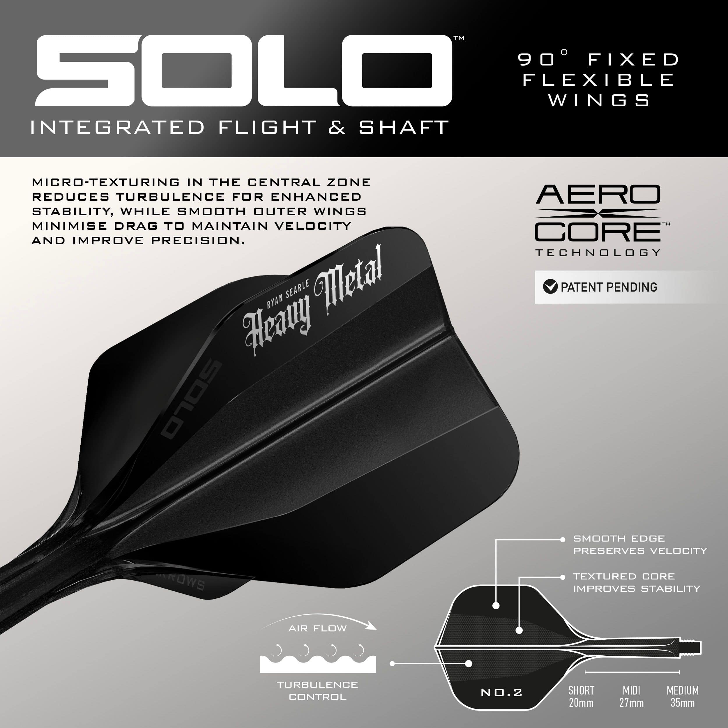 Harrows Ryan Searle Geo Softdarts mit 20g Gewicht sind abgebildet. Die Darts sind silberfarben und dynamisch gestaltet.