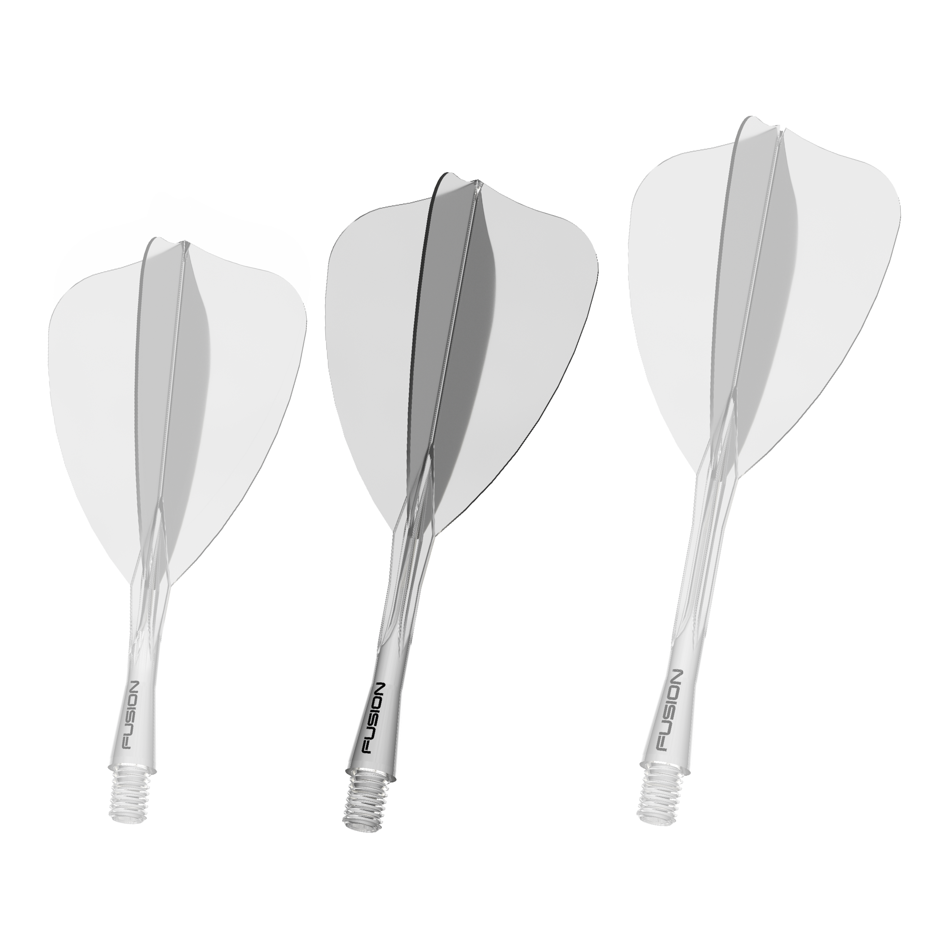 Winmau Fusion Flight-Shaft-System Arrow Clear Abgebildet ist ein weiteres Dartzubehör, wie ein Shaft oder Flight. Der Dateiname beschreibt das Produkt als 'Winmau Fusion Flight Shaft System Arrow Clear 28mm 2'.