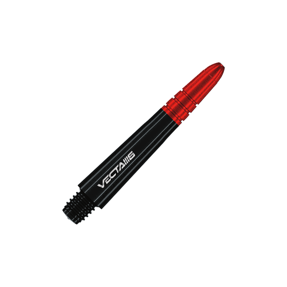 7025_107_Winmau_Vecta_Blade6_Shafts_35mm_2 Das Bild zeigt einen Winmau Vecta Shaft - Blade 6. Der Schaft ist schwarz mit roten Details und weißer Aufschrift.
