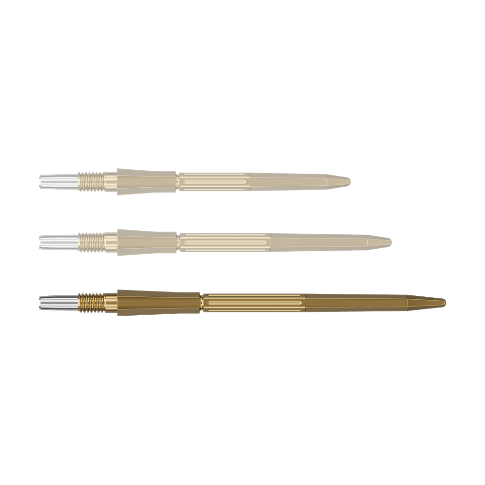Das Bild zeigt eine goldene Dartspitze in der Länge 42 mm. Die Dartspitze ist von Target Elysian Archetype 43 SwissPoint.