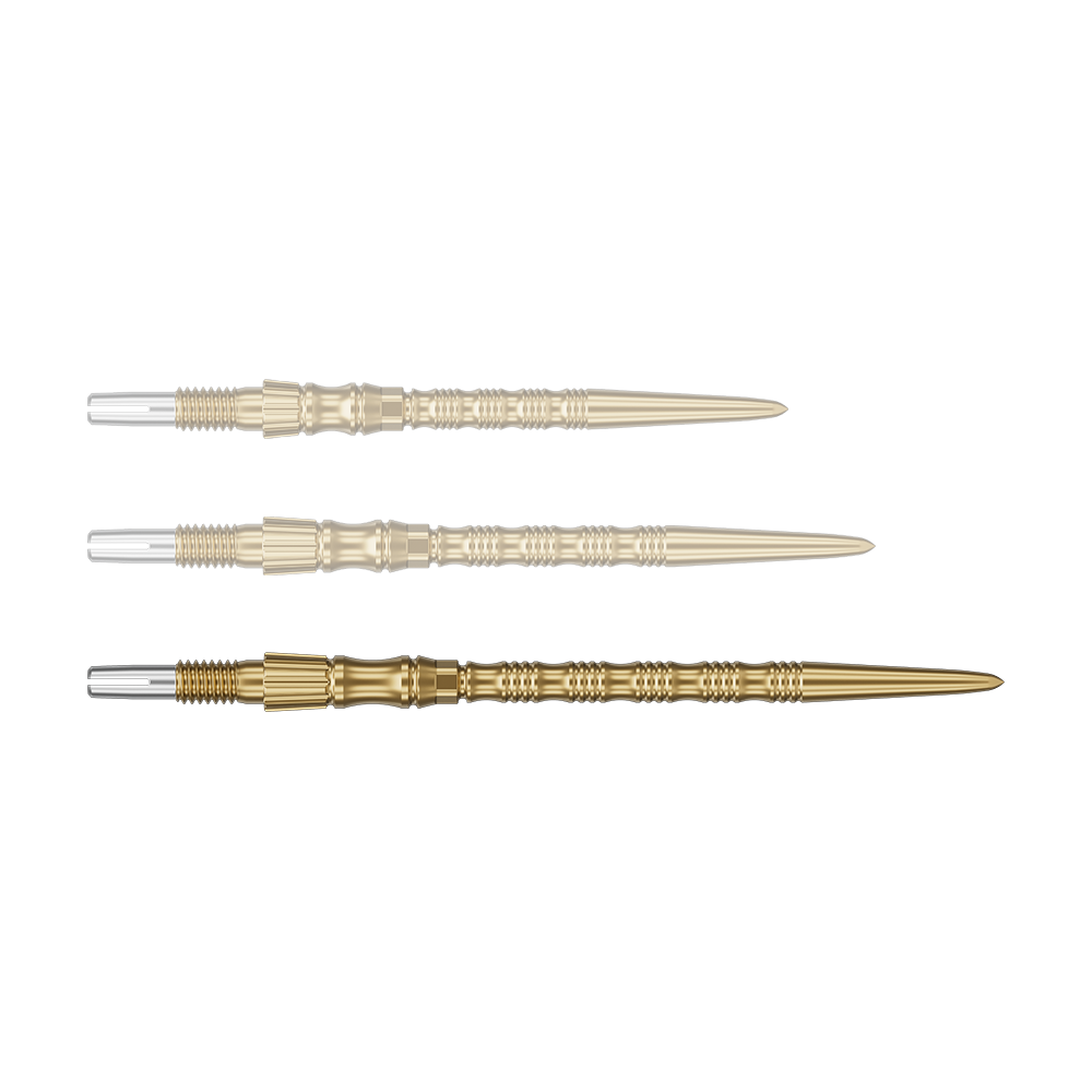 Target Signature Swiss Point TRB Steeldartspitzen - Gold Zu sehen ist eine goldene Dartspitze mit einer Länge von 42mm. Es handelt sich um eine Target SwissPoint Signature TRB Dartspitze.