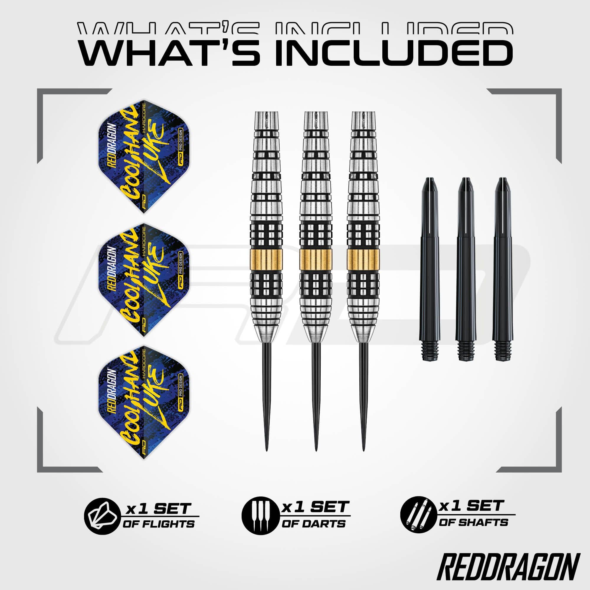 Red Dragon Luke Humphries messing stalen dartpijlen - 21 g Gezeigt werden die Red Dragon Luke Humphries Brass Steeldarts mit 21 Gramm Gewicht. Diese Darts bieten professionelles Spielgefühl und ansprechendes Aussehen.