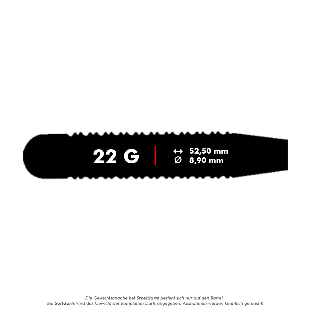 27520_Unicorn_Bullet_Gary_Anderson_Steeldarts_5_22g Das Bild zeigt einen Unicorn Bullet Gary Anderson Steeldart mit einem Gewicht von 22 Gramm. Die Abmessungen sind 52,50 mm Länge und 8,90 mm Durchmesser.