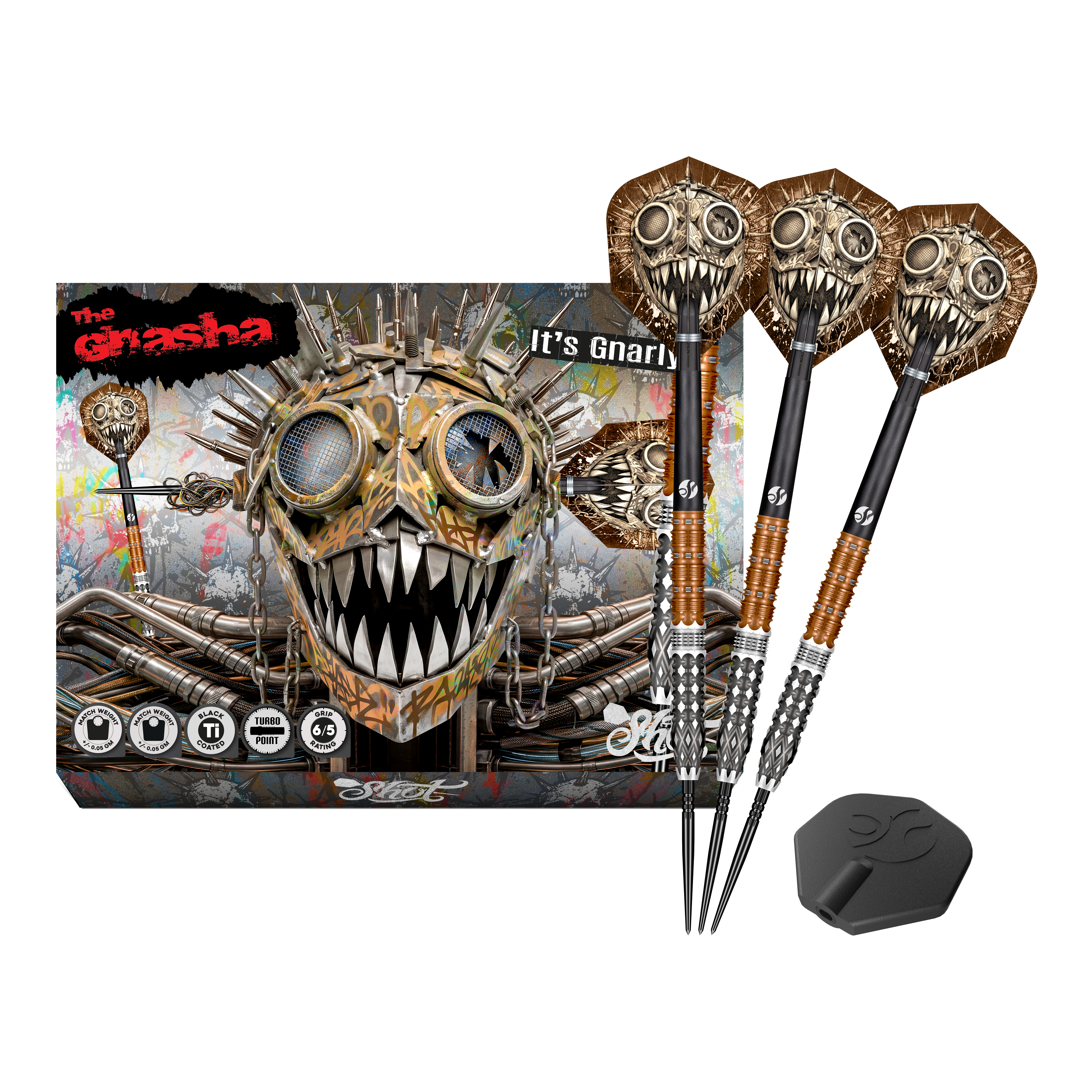 Fléchettes en acier Shot Gnarly Gnasha Turbo Point - 23 g Dieses Bild stellt die Shot Gnarly Gnasha Turbo Point Steeldarts mit 23g vollständig dar. Das Set ist ideal für Dart-Liebhaber.