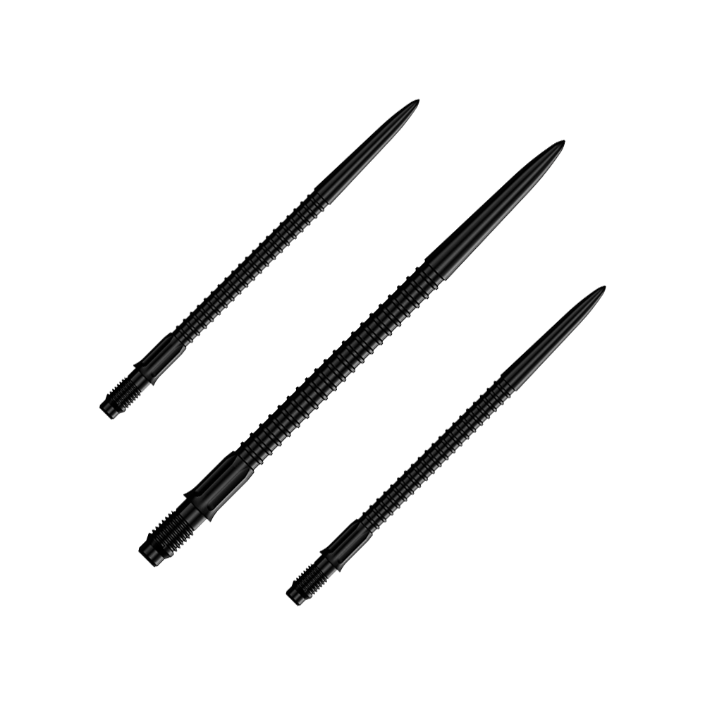 Mission R2.5 Rapid Point GV1 Dartspitzen - Schwarz Das Bild trägt die Bezeichnung M002177_Mission_R25_Rapid_Point_GV1_Dartspitzen_Schwarz_40mm_1Set. Es handelt sich vermutlich um ein Set schwarzer Dartspitzen mit 40mm Länge.