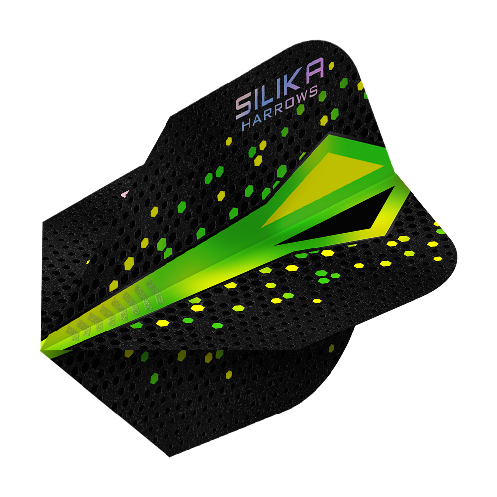 Harrows Silika Colourshift Tough Crystalline Coating Green No6 Flights Hier werden die Harrows Silika Colourshift Tough Crystalline Coating No6 Flights gezeigt. Das Produkt weist eine markante Optik auf.