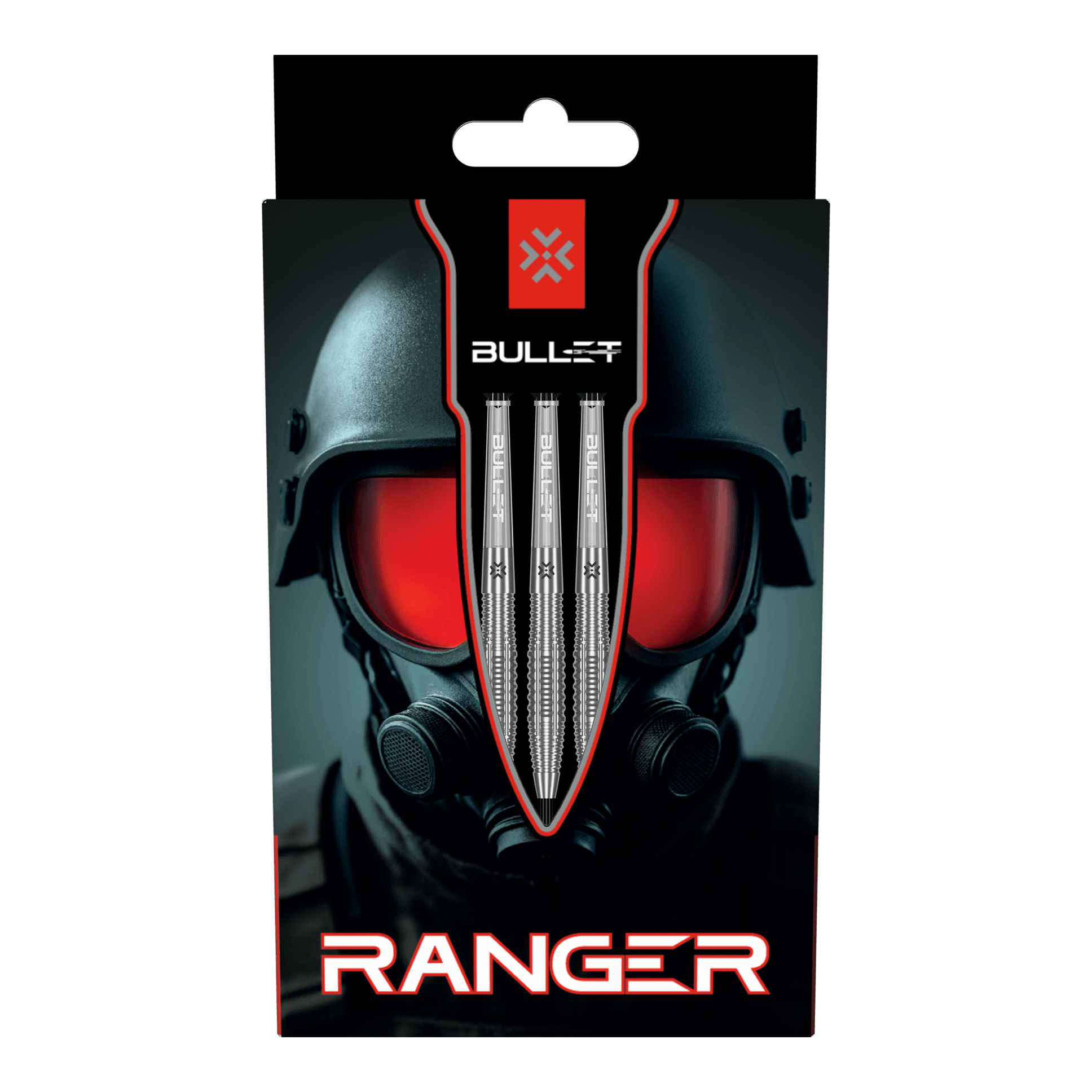 Ocelové šipky Bullet Ranger Zu sehen sind die Bullet Ranger Steeldarts. Die Darts sind in einer Dreiergruppe dargestellt.
