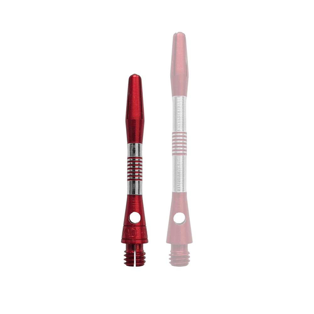 Bulls NL Cetra Aluminium Shafts - Rot Bild zeigt rote Aluminium Shafts mit einer Länge von 34 mm. Es handelt sich vermutlich um Zubehör für Darts.
