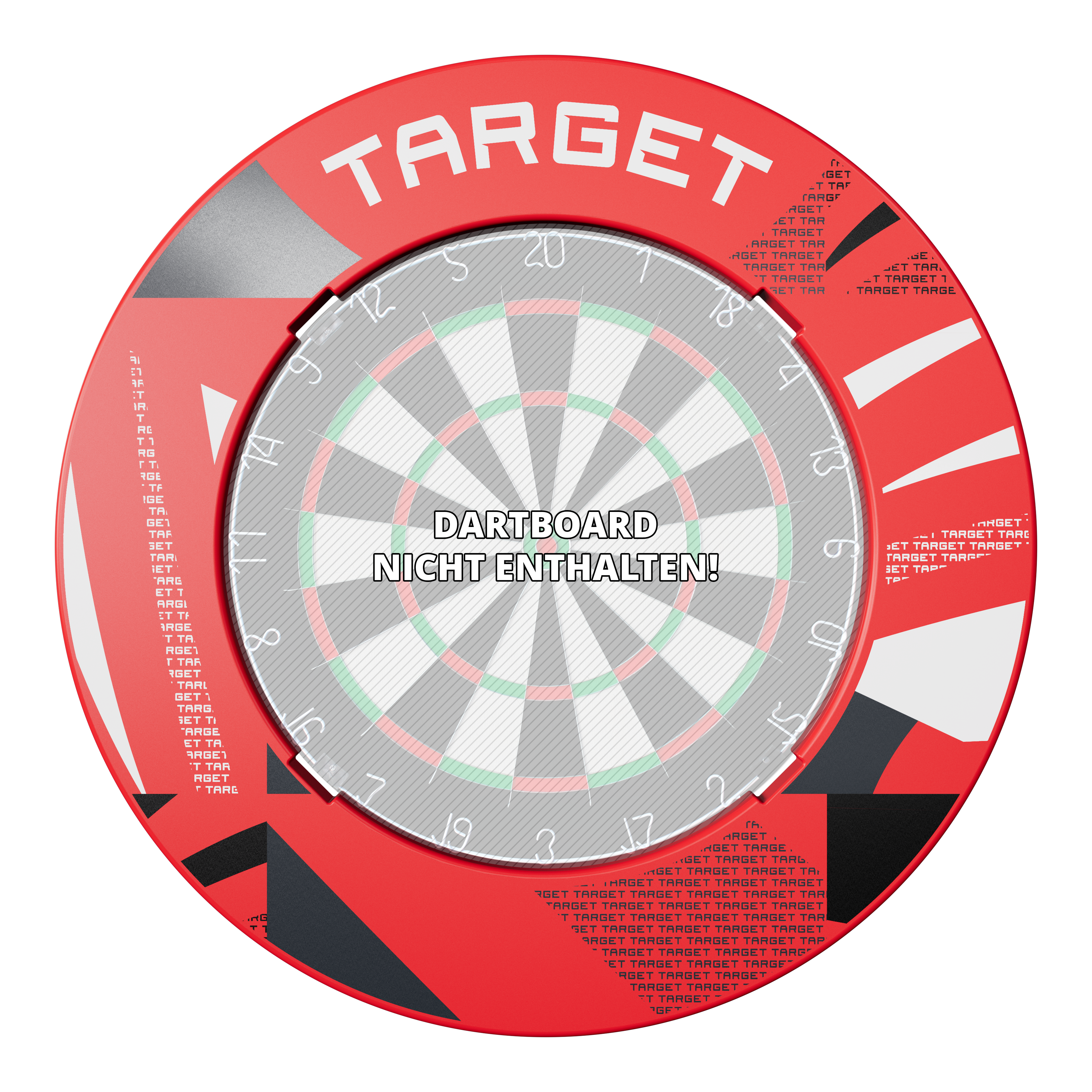 Obložení terče s vroubkovaným vzorem Abgebildet ist ein Dartboard-Surround in Rot mit Muster. Das Surround wird nah gezeigt.