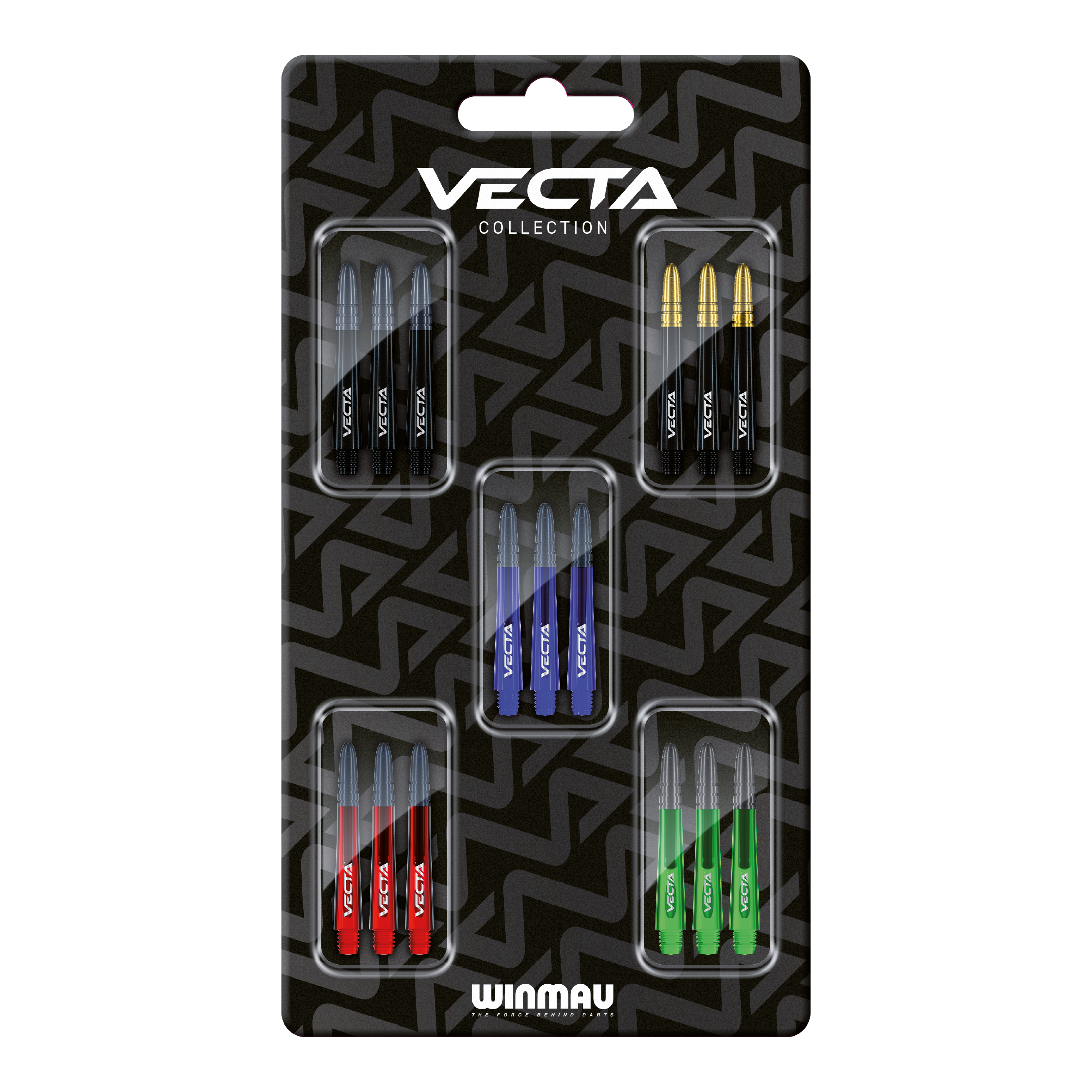 Kolekcja wałów Winmau Vecta Abgebildet ist die Winmau Vecta Shaft Collection. Diese Produkte sind hochwertige Dartschäfte.