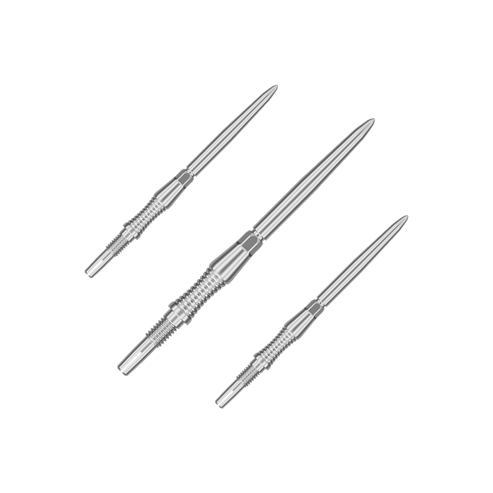 Embouts de fléchettes Target Swiss Point Signature RST - Argent Abgebildet sind Dartspitzen mit der Bezeichnung '340301_Target_Swiss_Point_Dartspitzen_Signature_RST_Silber_35mm_1Set'. Das Bild zeigt silberne Dartspitzen in einem Set.