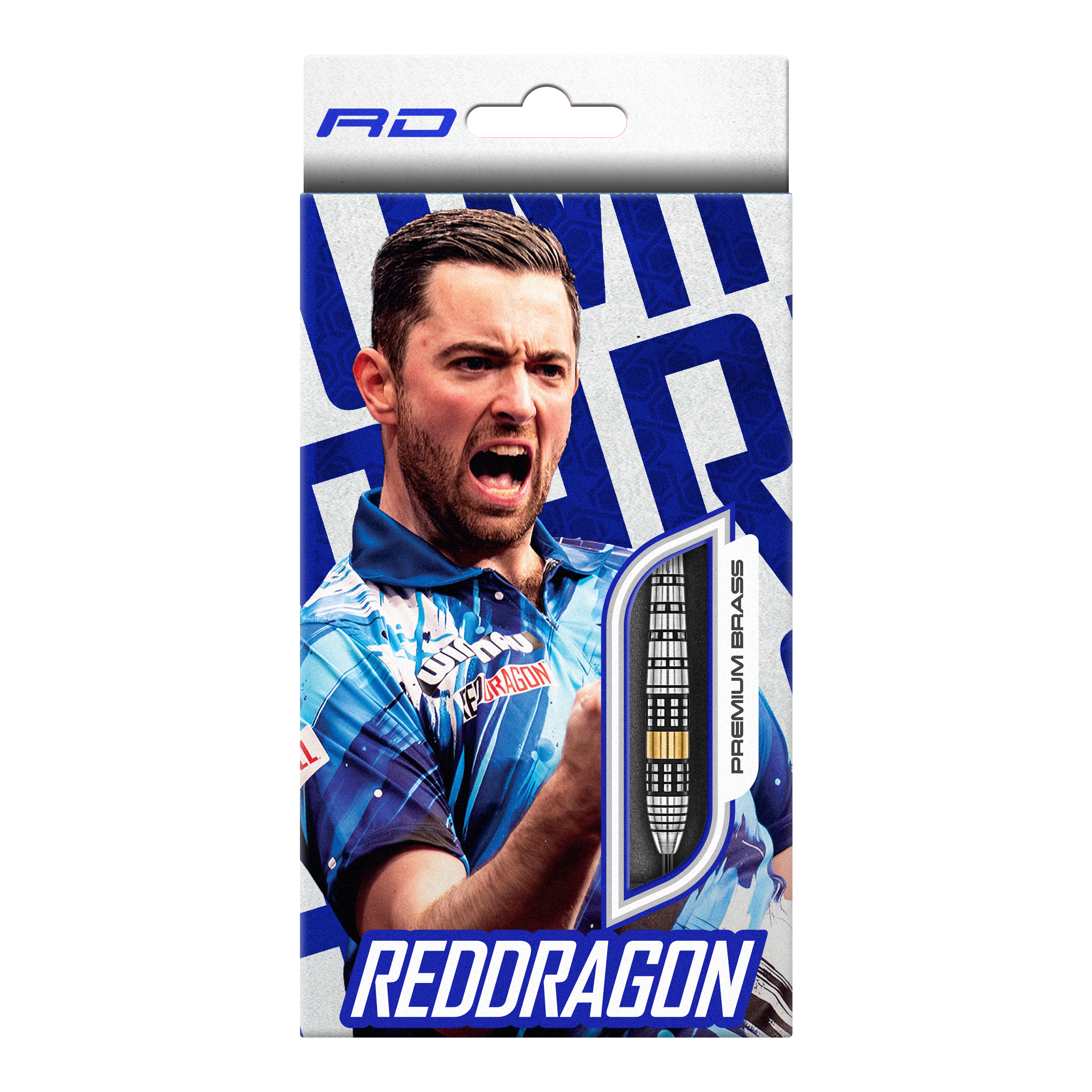 Red Dragon Luke Humphries messing stalen dartpijlen - 21 g Red Dragon Luke Humphries Brass Steeldarts - 21 g ist ein Set von Steeldarts aus Messing. Das Bild stellt die Details der Dartpfeile deutlich dar.