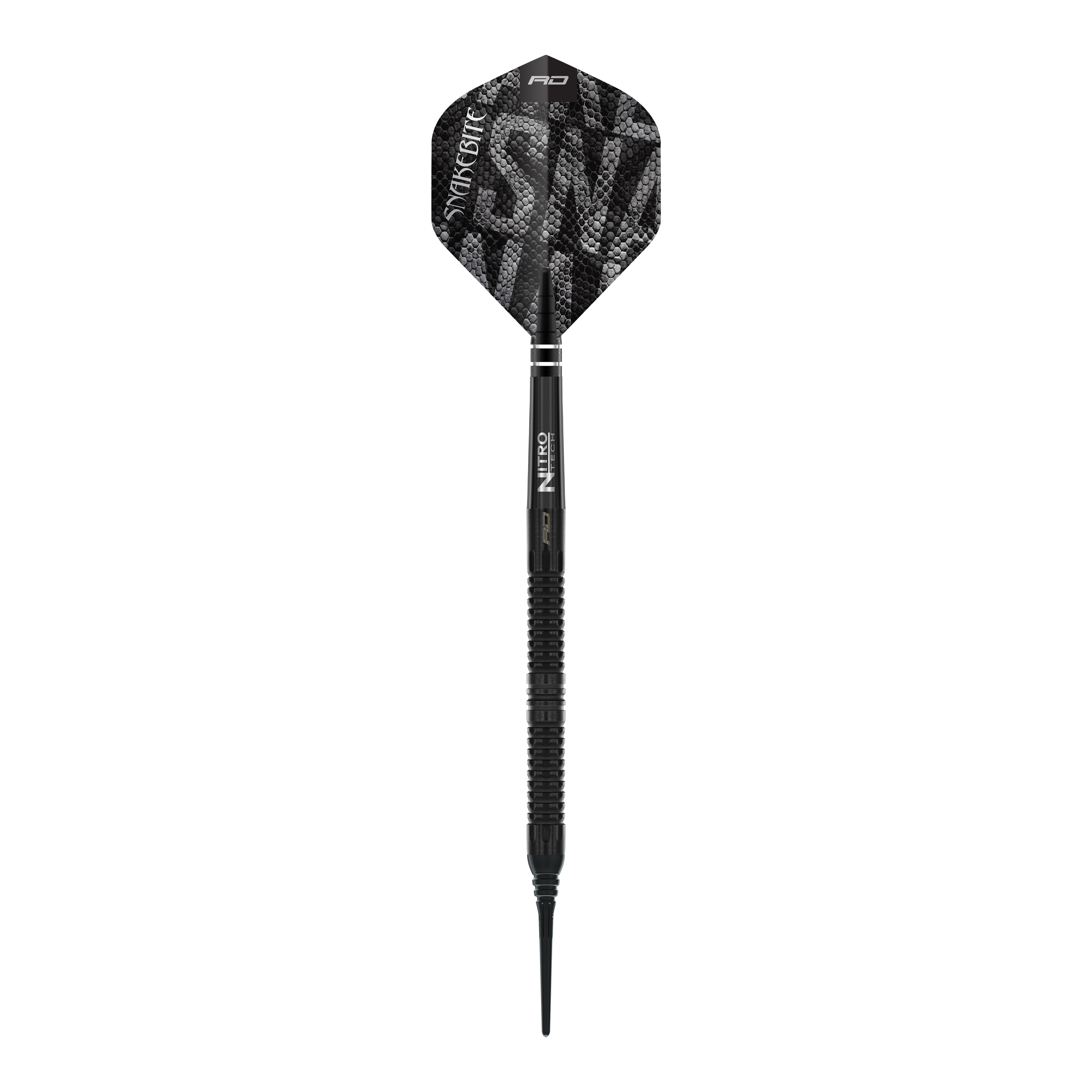 Dardos blandos Red Dragon Peter Wright Snakebite Black Mamba - 20 g Red Dragon Peter Wright Snakebite Black Mamba Softdarts - 20g. Abgebildet ist ein Detail des Softdarts-Designs in Schwarz.