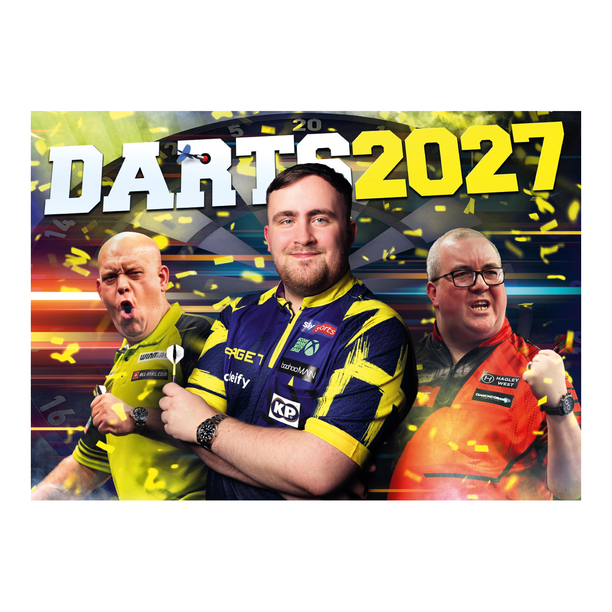 Dartkalender 2027 Bild vom Darts Kalender 2027. Der Kalender bietet eine Jahresübersicht für begeisterte Dartspieler.