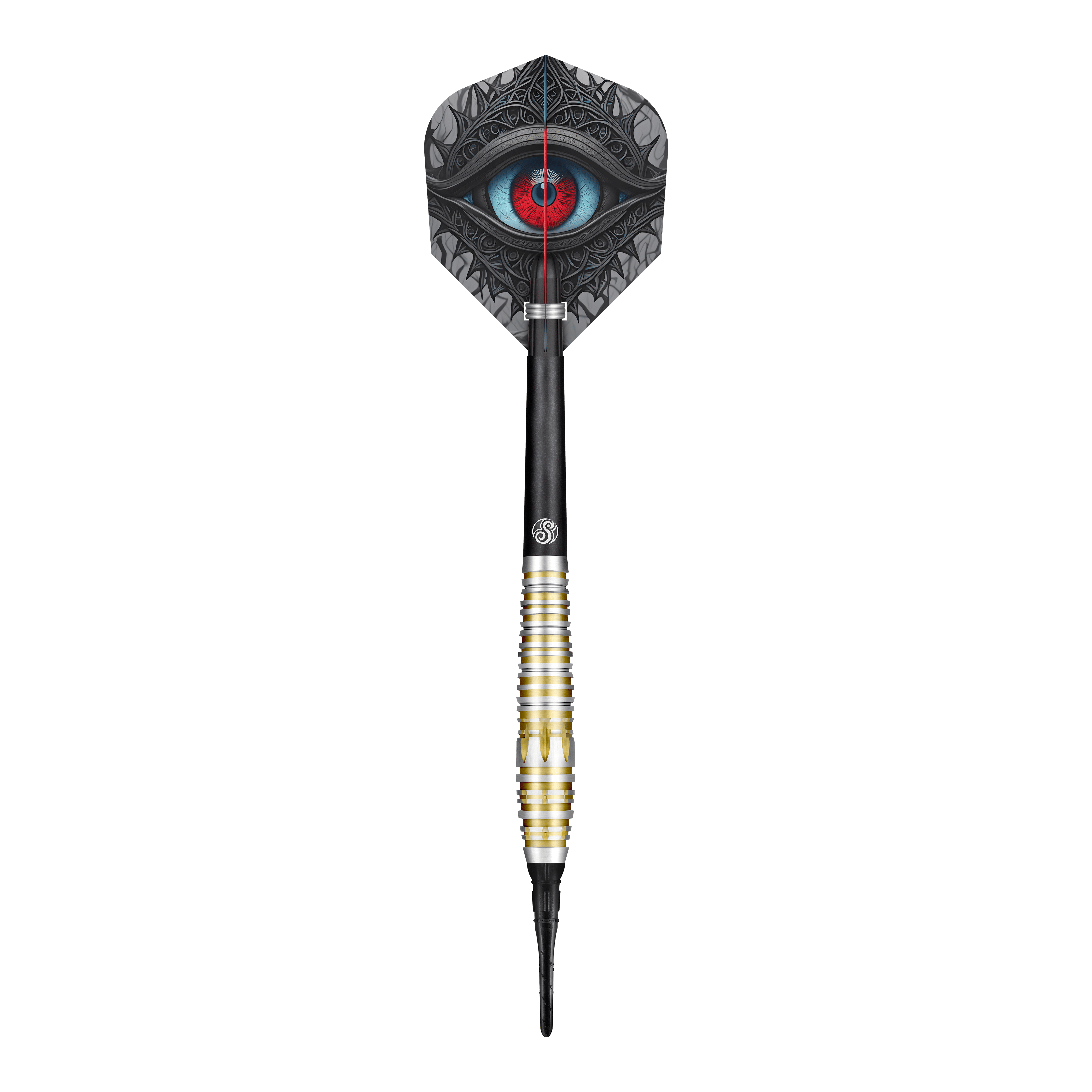 Dardos suaves Shot Celt Balor Der Shot Celt Balor Softdart ist ein eleganter Dartpfeil mit einem auffälligen Design. Auf der Flight ist ein großes, detailliertes Auge abgebildet.