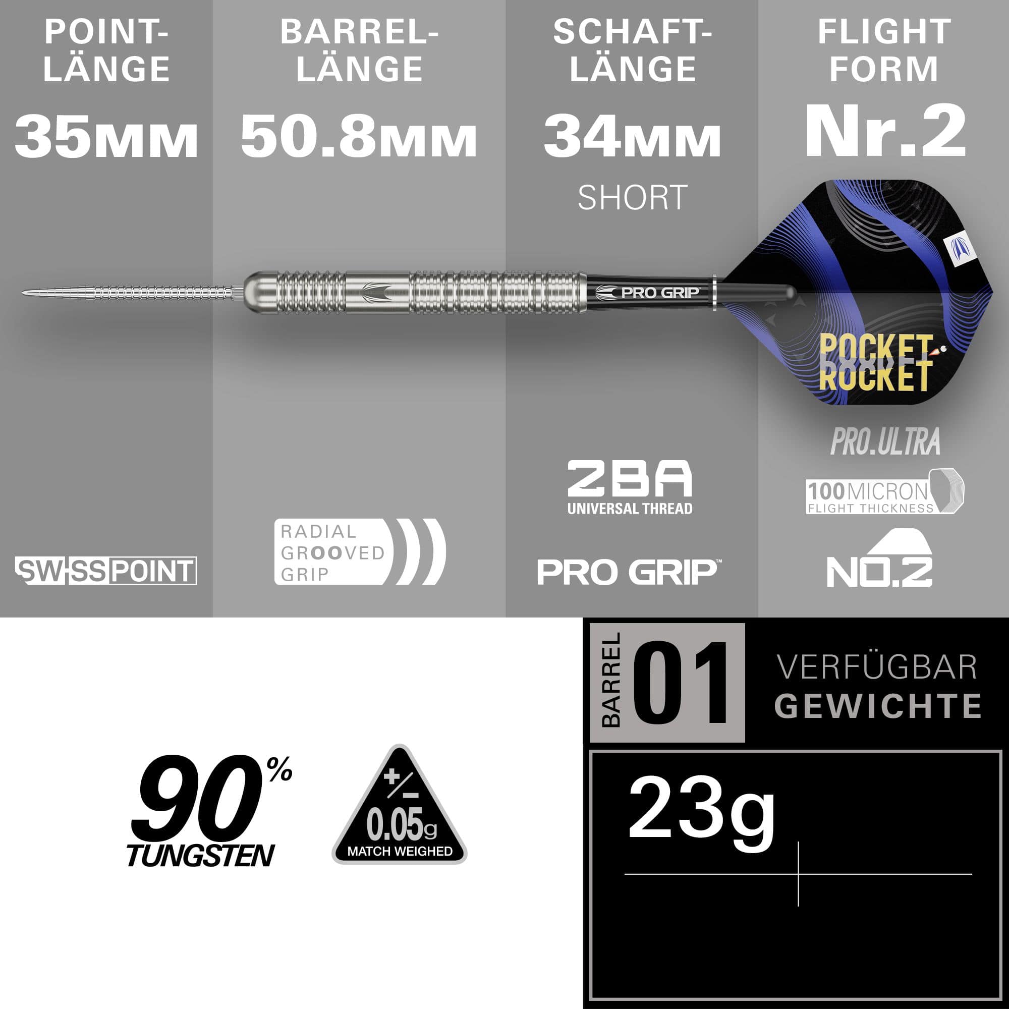 Fléchettes en acier Target Justin Hood Swiss Points - 23 g Zu sehen ist Target Justin Hood Swiss Points Steeldarts - 23g. Die Darts sind für Präzision und Balance bekannt.