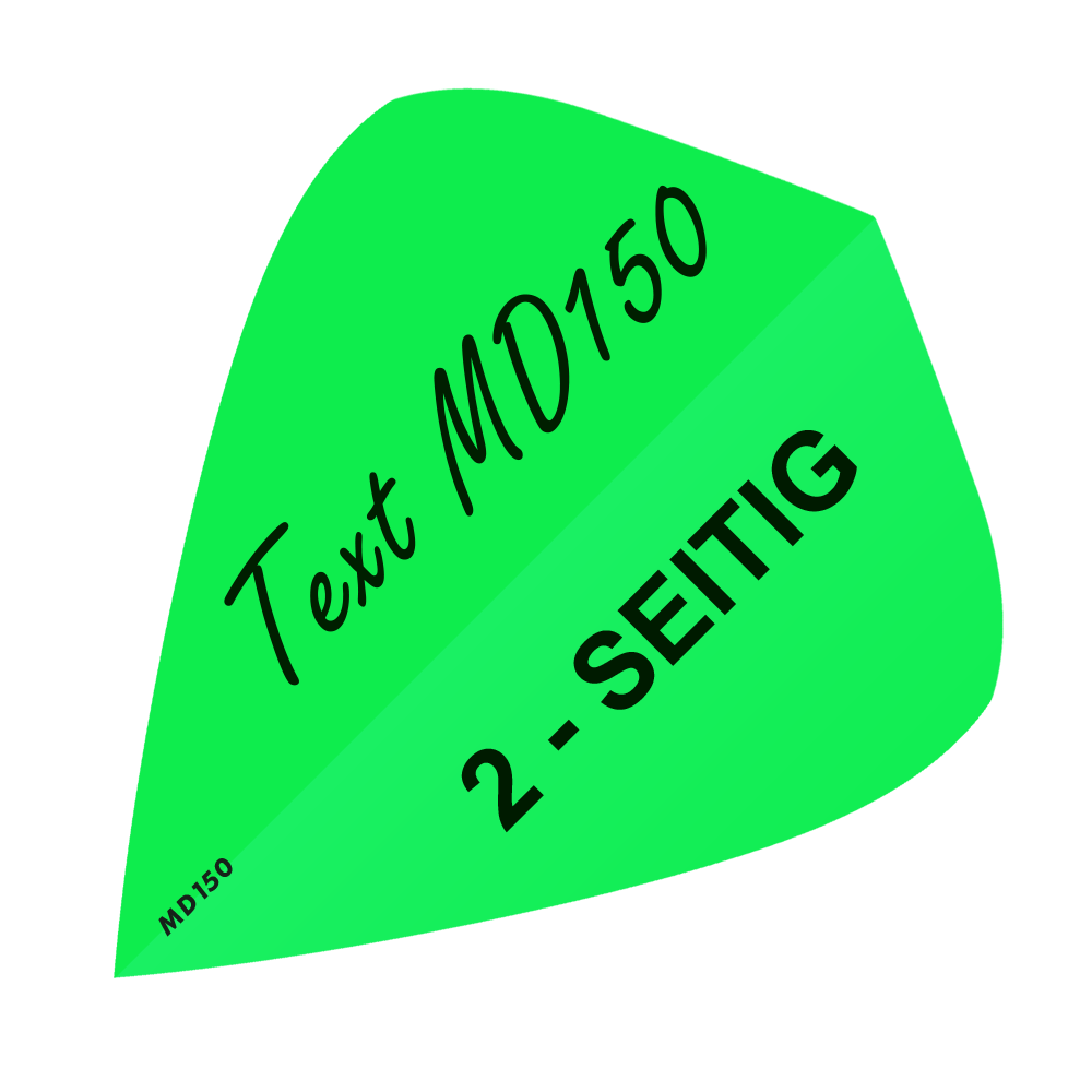 MD-303_2-Seitig_Bedruckte_Flights_Wunschtext_MD150_Neongr-n_Kite_1 Dart-Flights mit modernem Akzentmuster. Die Flights sind kompakt gruppiert.