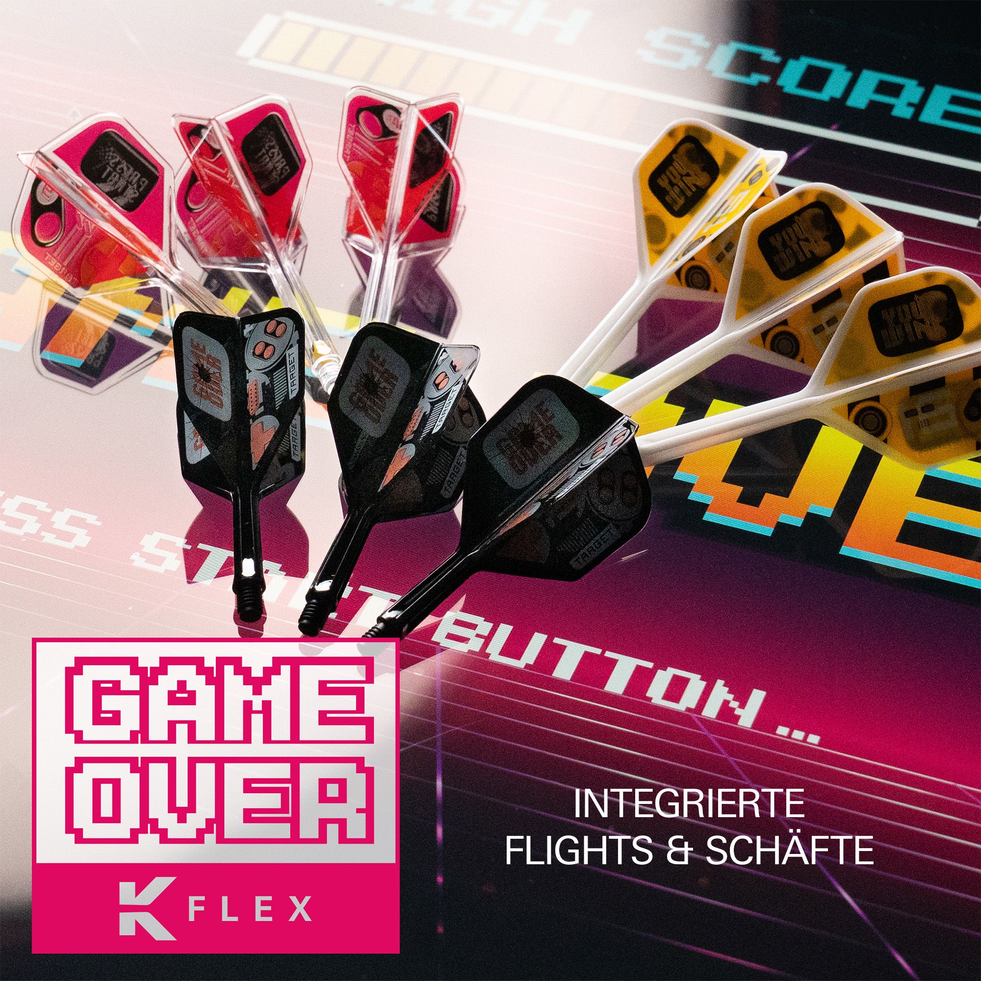 Zu sehen sind die Target K-Flex You Win No6 Flights. Diese Dartflights bieten eine robuste und innovative Bauweise.