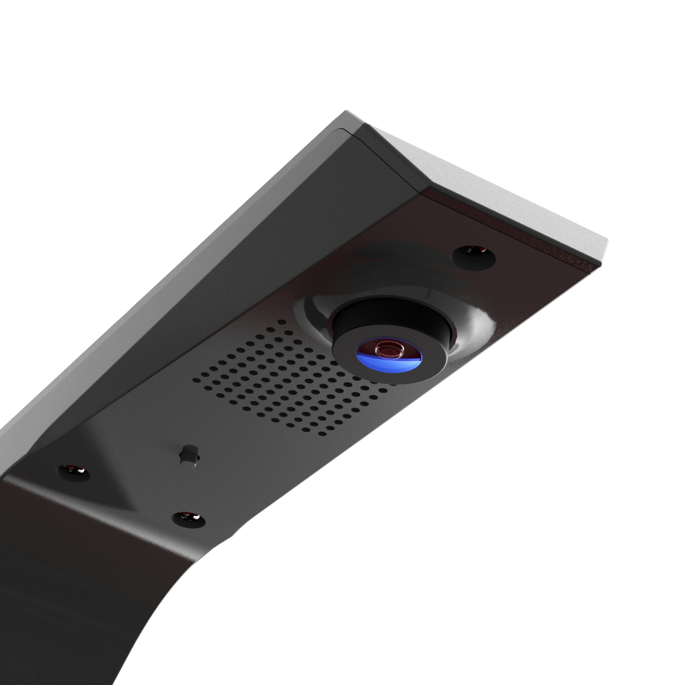 GranDarts Gran Eye GEN2 Steeldart automatyczny system punktacji Das Bild zeigt das GranDarts GranEye Steeldart Auto-Scoring-System. Zu sehen ist eine Nahaufnahme des Geräts mit einer Kamera und Belüftungsschlitzen.