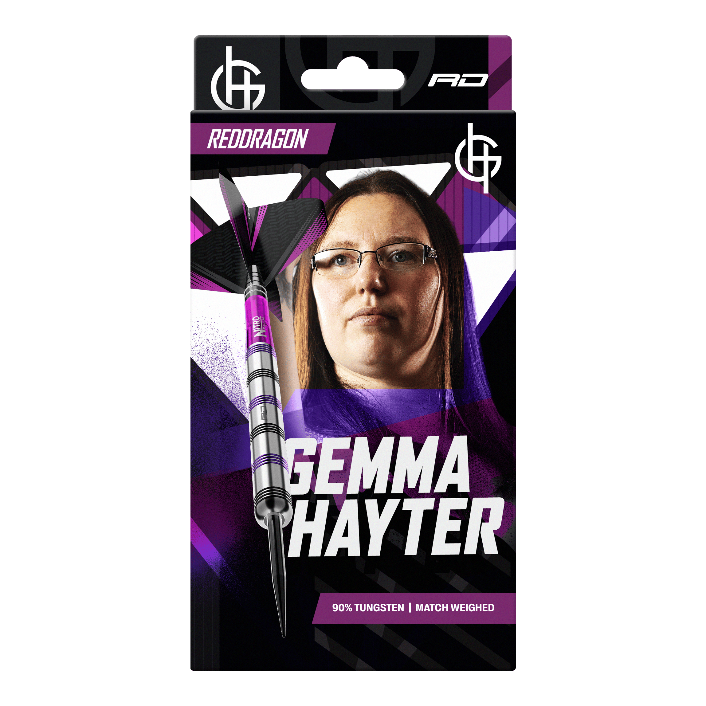 Abgebildet sind die Red Dragon Gemma Hayter Steeldarts - 22g. Die Darts sind für das Steeldartspiel konzipiert.