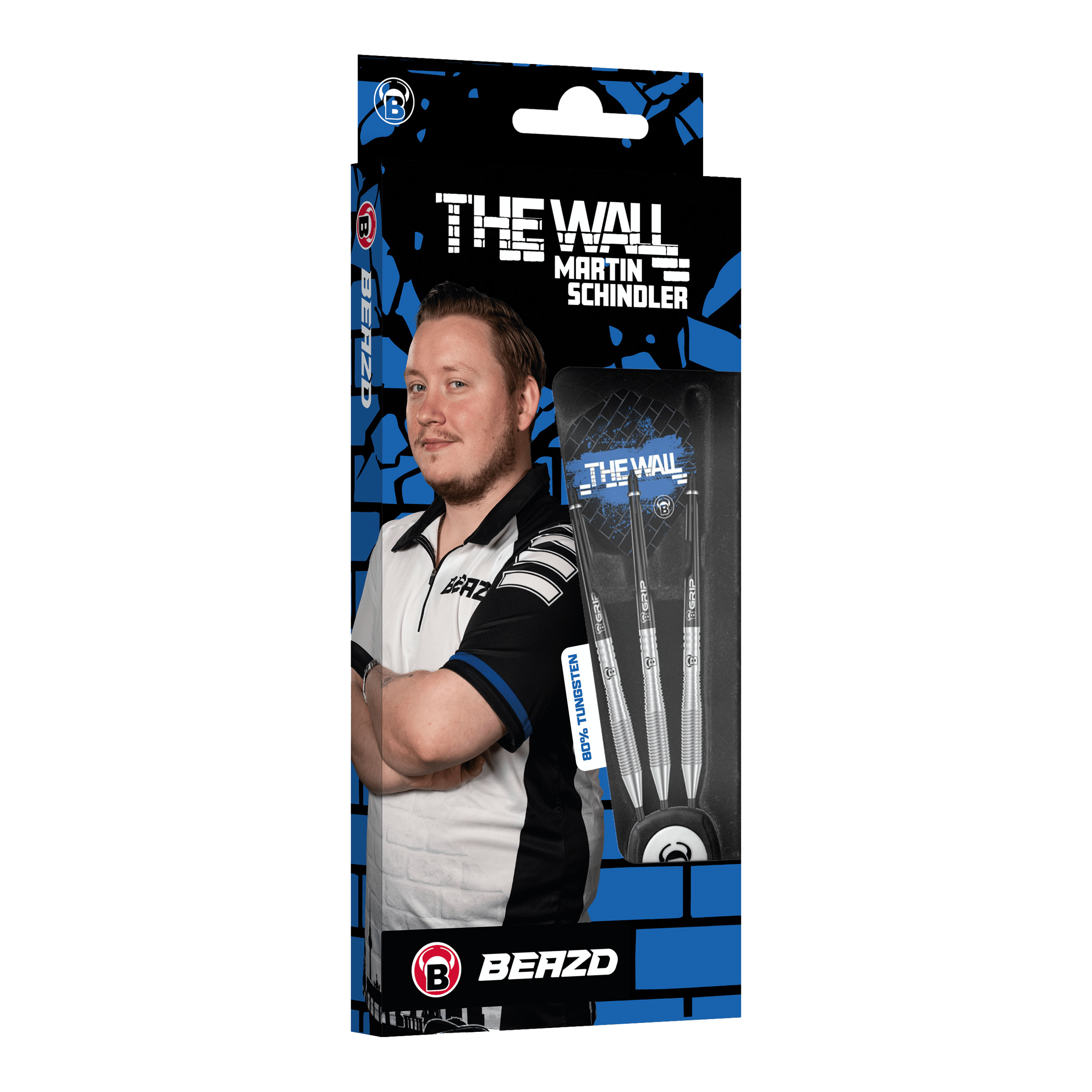 Beazd Martin Schindler TW80 Steeldarts sind auf diesem Bild zu sehen. Das Produkt wird in einer Nahaufnahme dargestellt.