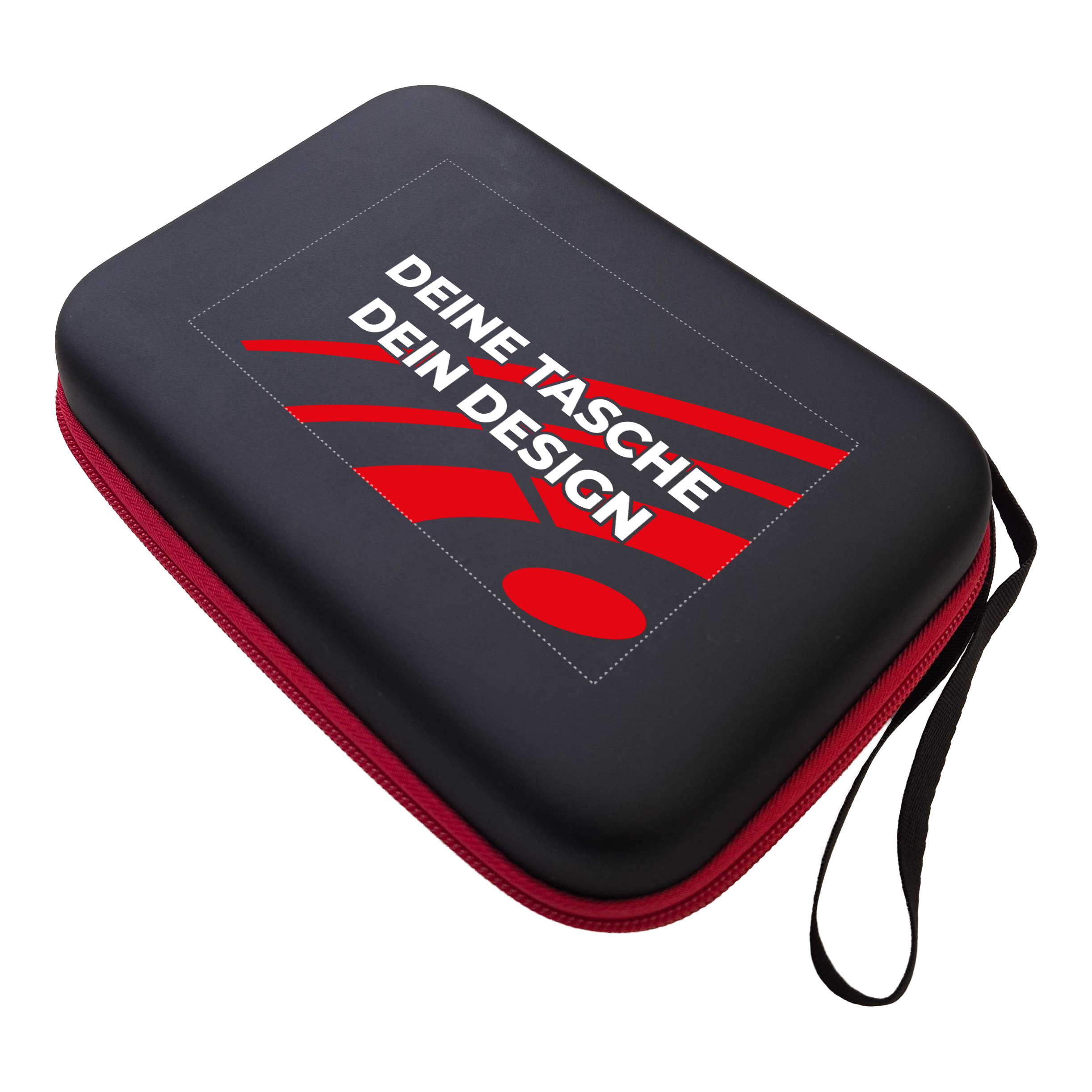 System-4 Dartcase mit Deinem Design Abgebildet ist ein schwarzes Dartcase des Modells System 4. Das Etui eignet sich zur Aufbewahrung von Dartpfeilen und Zubehör.