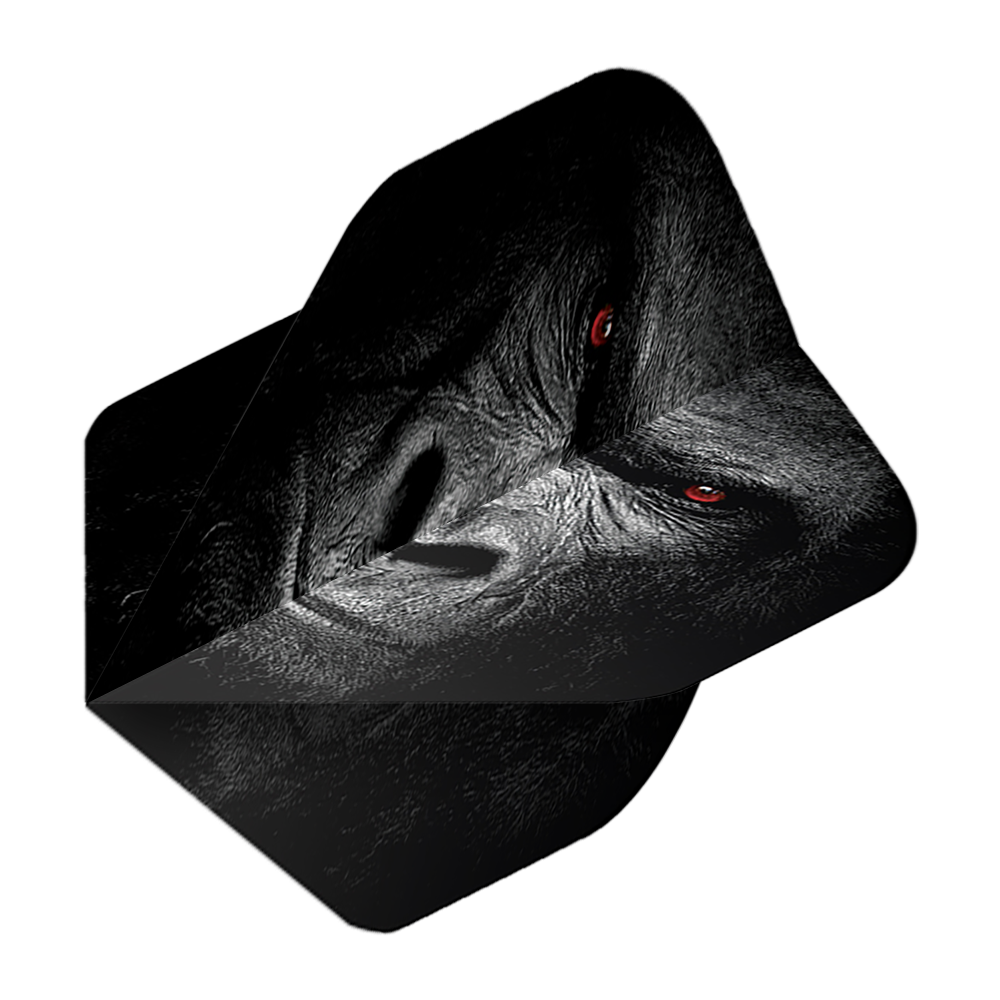 Lety v pětiboji Gorilla Das Bild zeigt das Produkt "Pentathlon Gorilla No2 Standard Flights". Auf dem Flight ist das Gesicht eines Gorillas mit markanten roten Augen abgebildet.