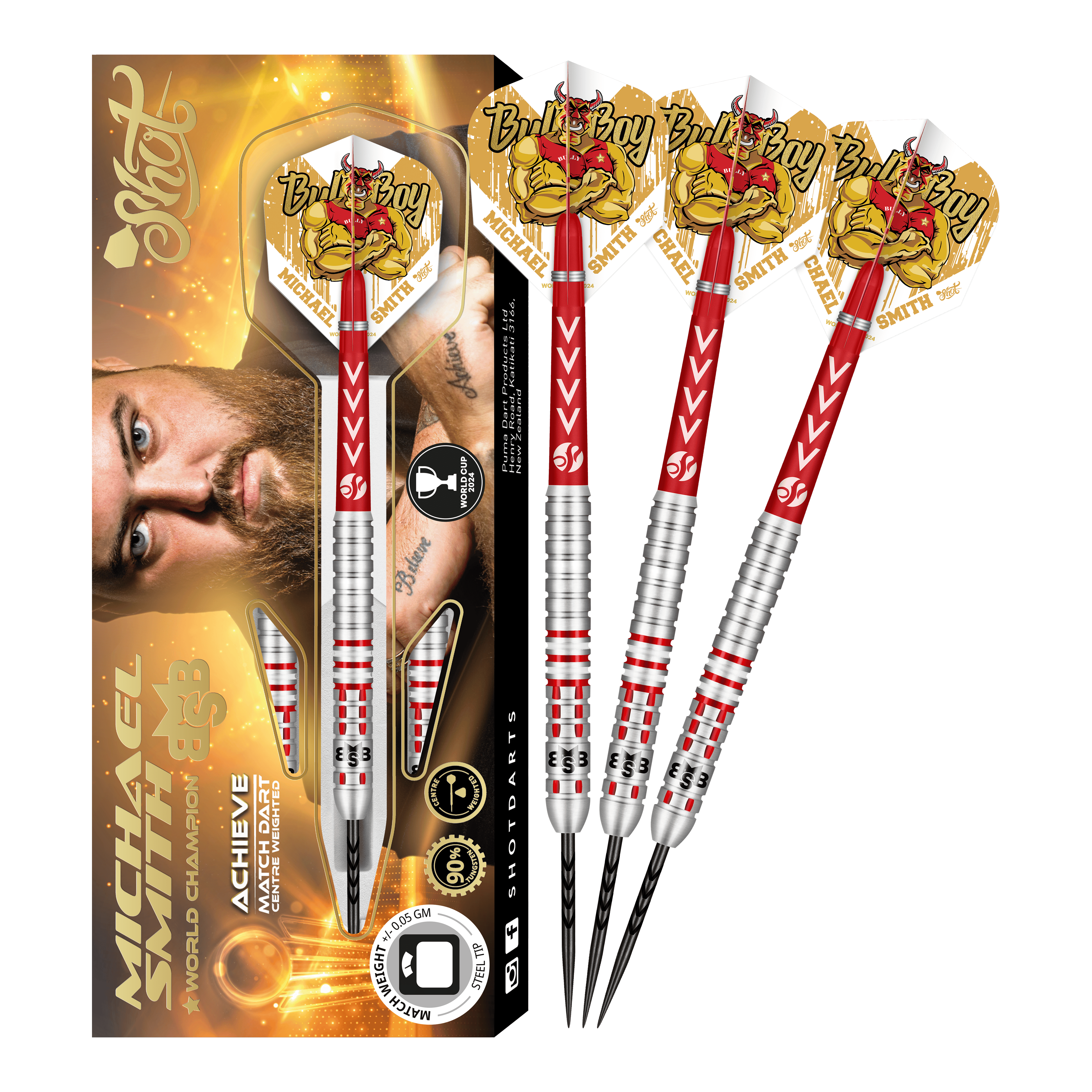 Shot Michael Smith atteint la Coupe du monde 2024 Steeldarts en édition limitée - 24 g