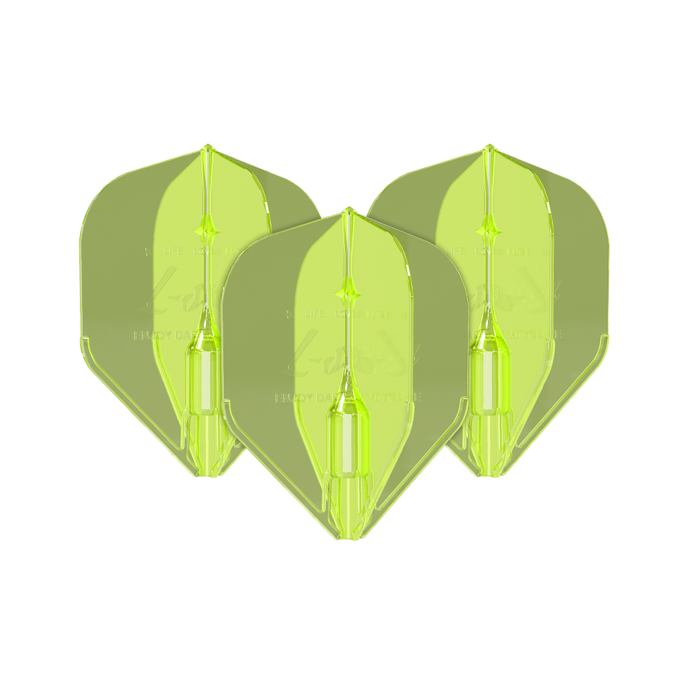 L-Style Fantom L1EZ Flights Neongelb Auf dem Bild sind drei neongelbe Dart-Flights des Modells "L-Style Fantom L1EZ" zu sehen. Sie haben eine auffällige Farbe und eine stabile Form.