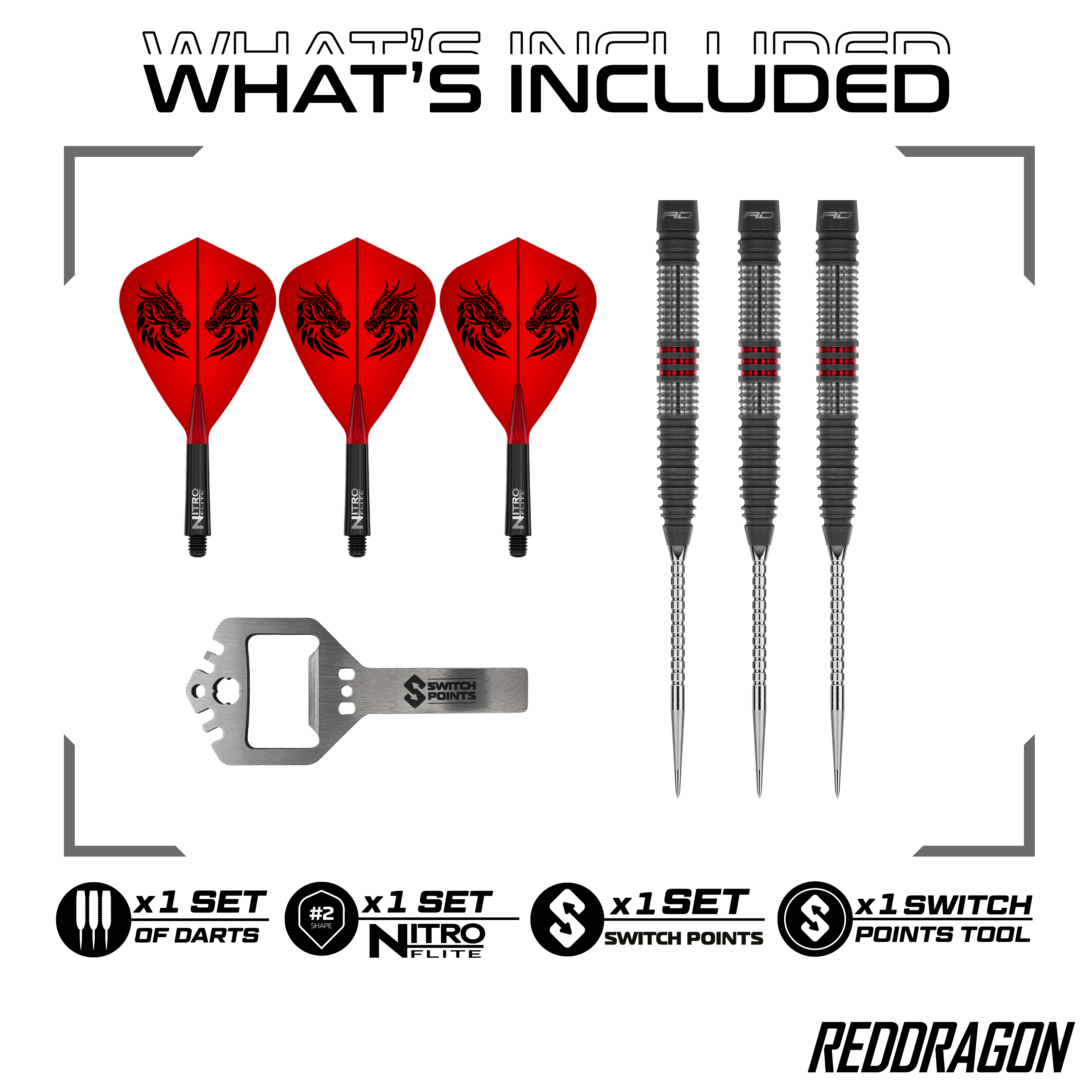 Red Dragon Jonny Clayton Hireath Switch Point Steeldarts Zu sehen sind die Red Dragon Jonny Clayton Hireath Switch Point Steeldarts. Diese Pfeile sind für ihre hochwertige Verarbeitung bekannt.